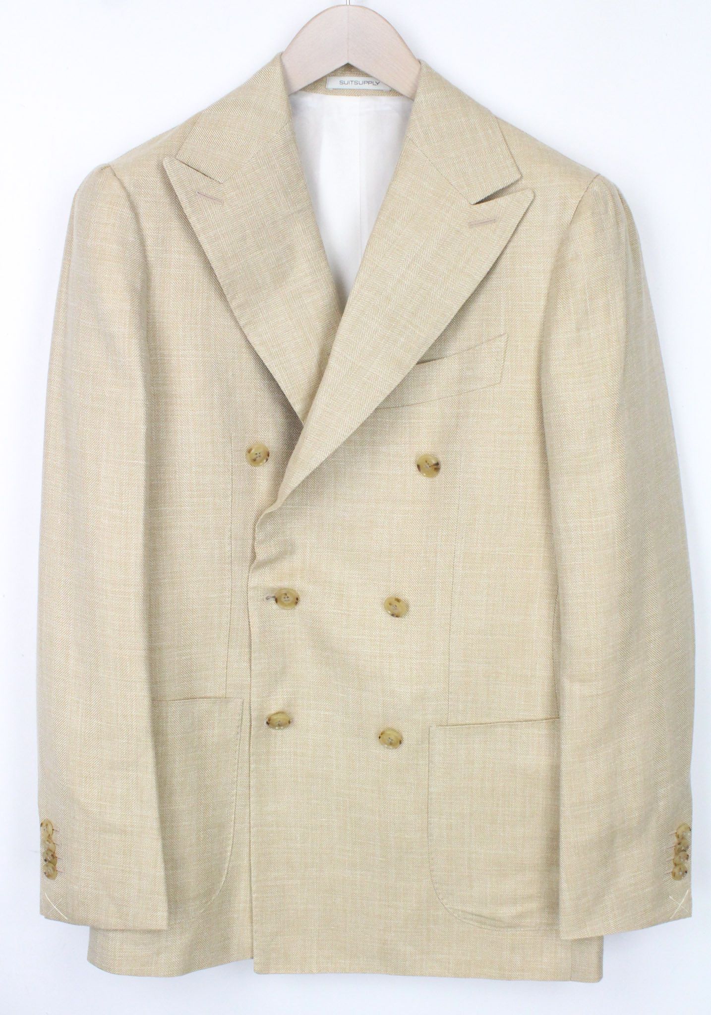 image of Suitsupply Havana Uk36R Brown Wool Silk Linen Double-Breasted 71954, Men's