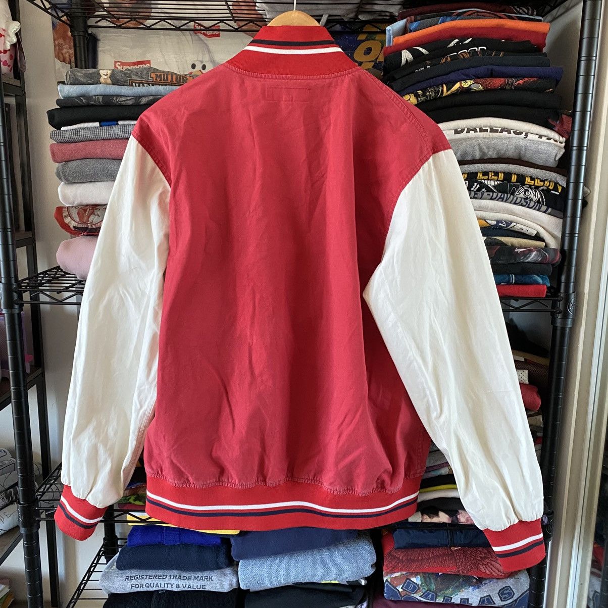 Supreme Vintage Supreme Varsity Script Jacket Red White 2004 Size US XL / EU 56 / 4 - 5 Thumbnail