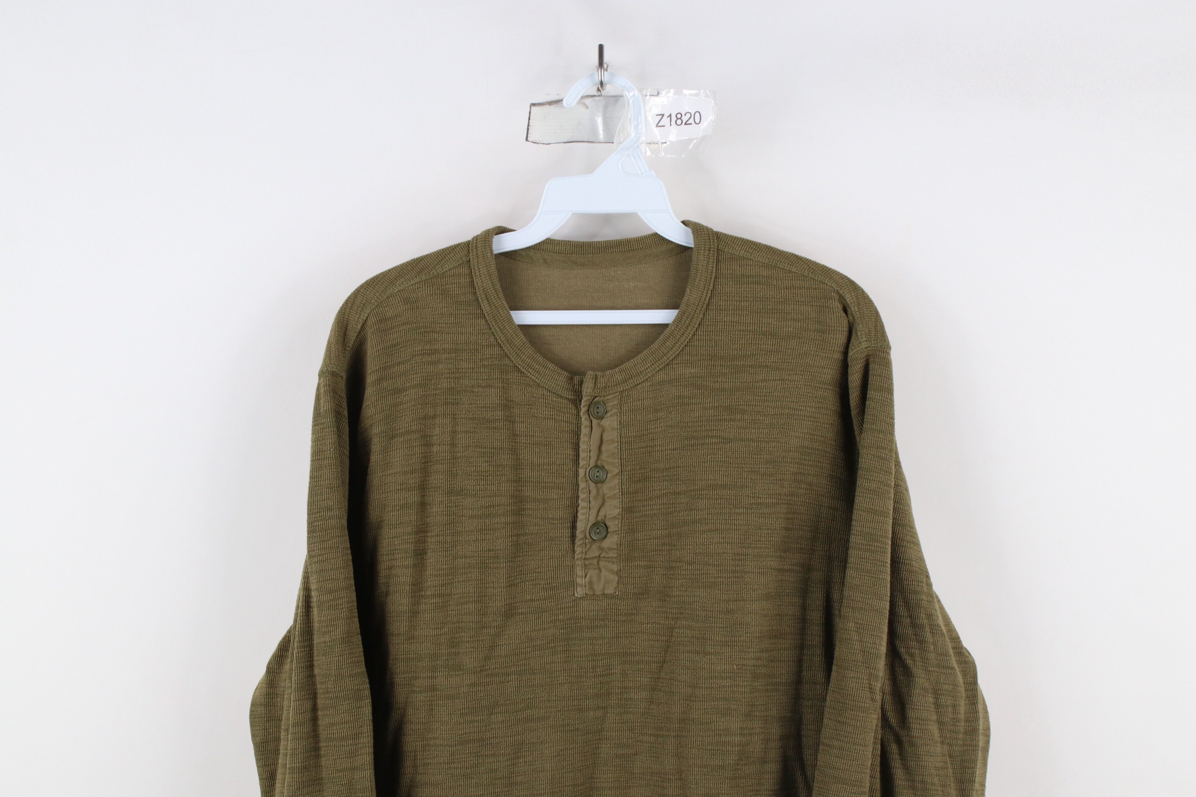 Vintage Vintage 90s Y2K Streetwear Ribbed Long Sleeve Henley T-Shirt Size US L / EU 52-54 / 3 - 2 Thumbnail