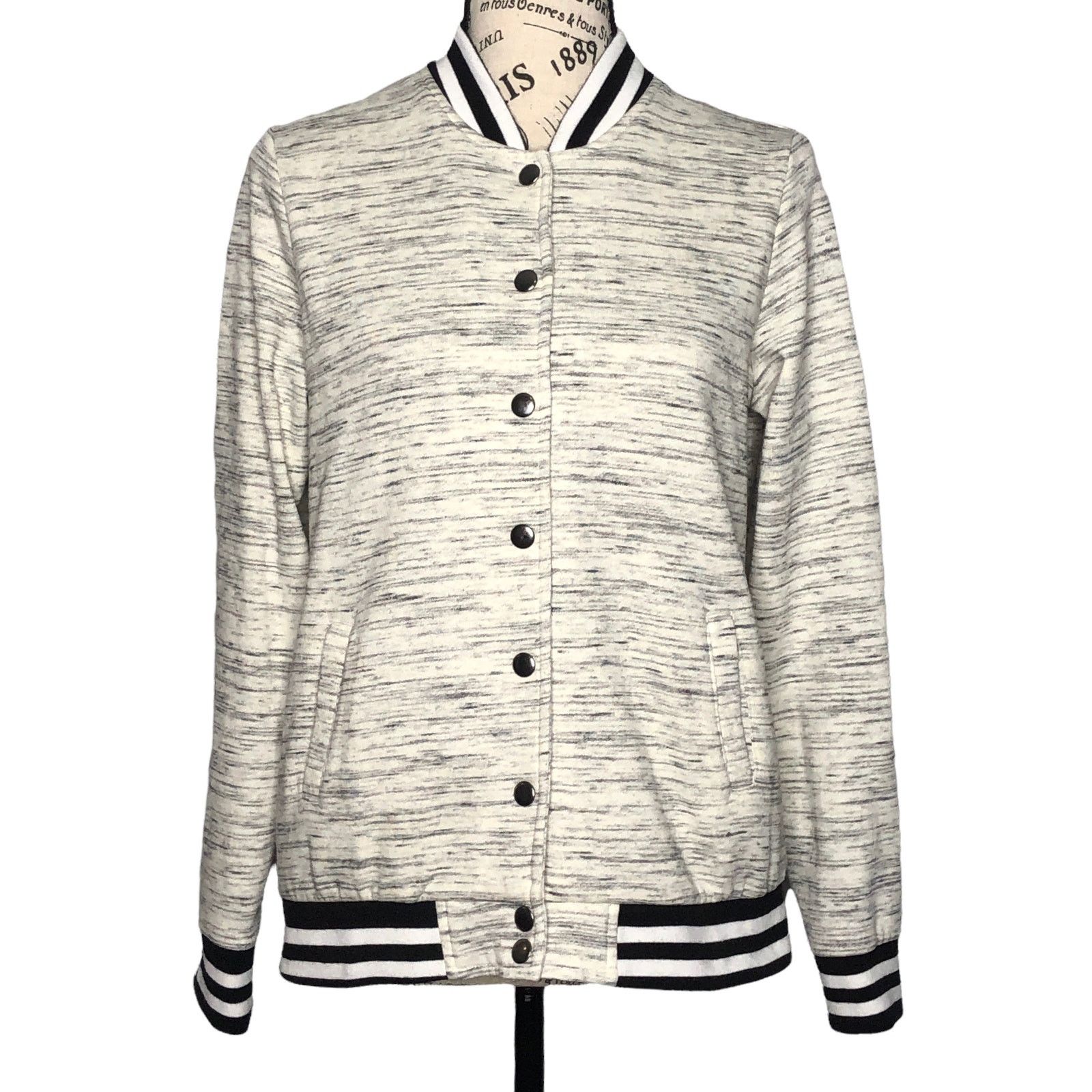 Other Bomber Varsity Sweatshirt Snap Front Side Pocket Jacket Size M / US 6-8 / IT 42-44 - 1 Thumbnail