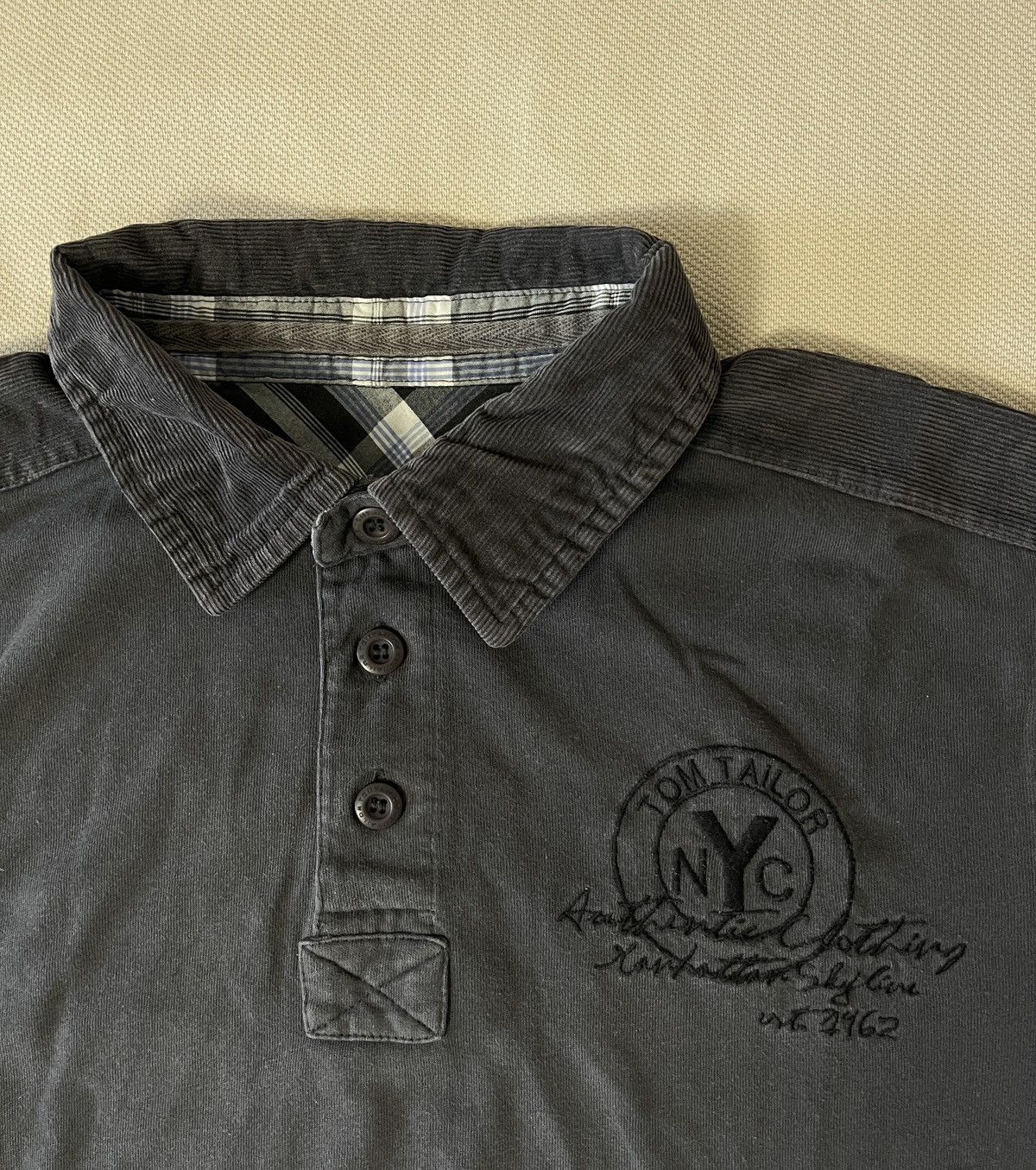 Tom Tailor Vintage Tom Tailor Longsleeve Polo Shirt in Grey Size US M / EU 48-50 / 2 - 6 Thumbnail