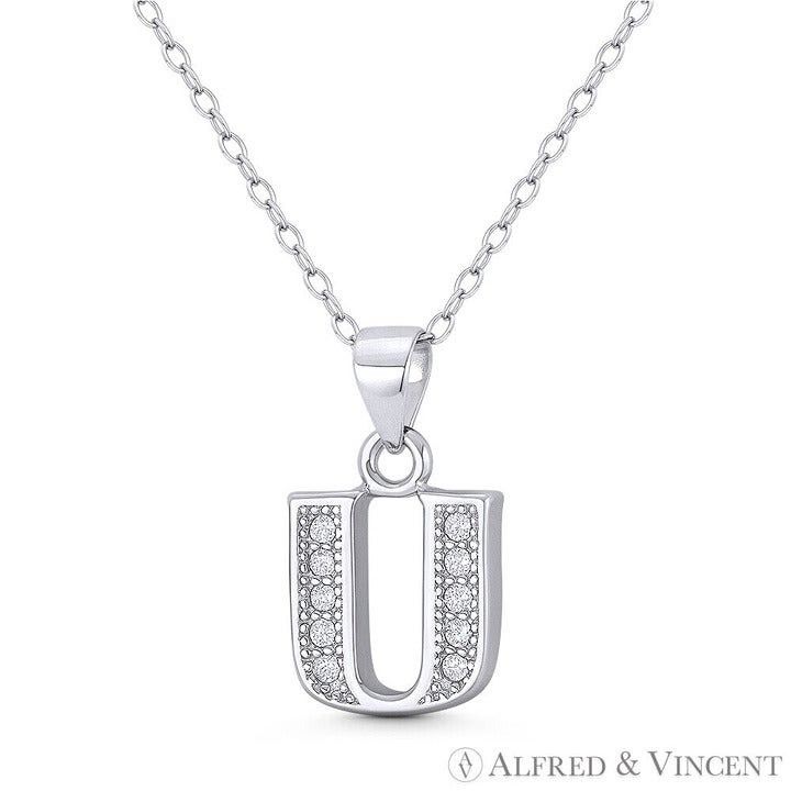 Other Initial Letter "U" Block Script CZ Crystal Pendant Size ONE SIZE - 1 Preview