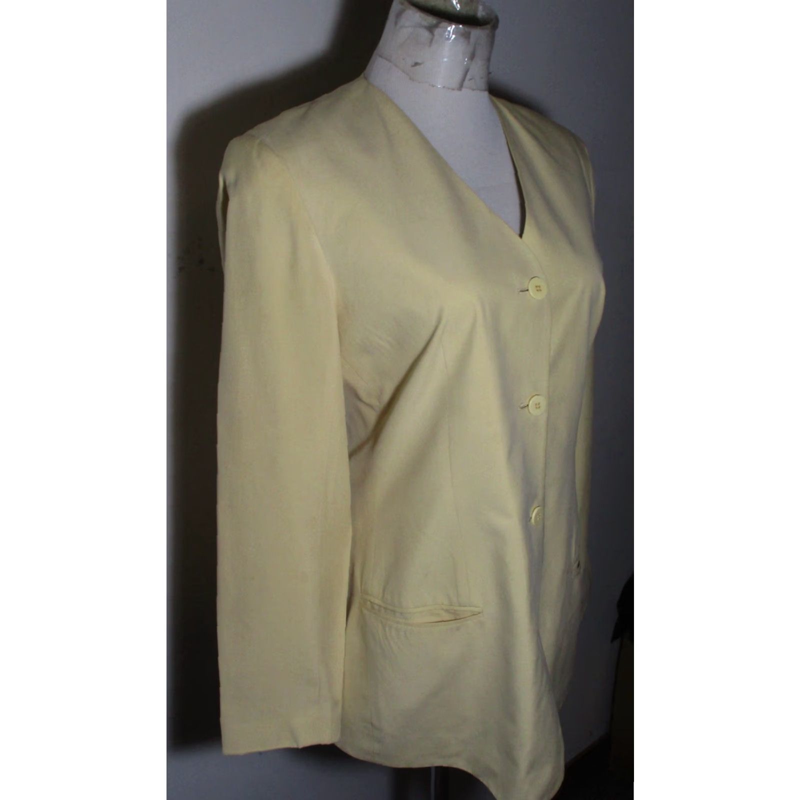 Ann Taylor ANN TAYLOR Jacket Women's 100% Silk Maze Yellow Size 6 Size M / US 6-8 / IT 42-44 - 3 Thumbnail