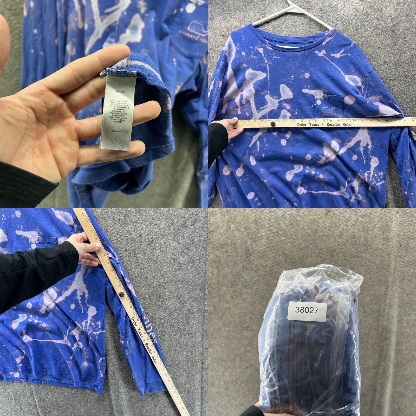Vineyard Vines VINTAGE Vineyard Vines Shirt Mens 2XL Blue Long Sleeve Whale Logo Pocket Bleach Dye Size US XXL / EU 58 / 5 - 8 Thumbnail