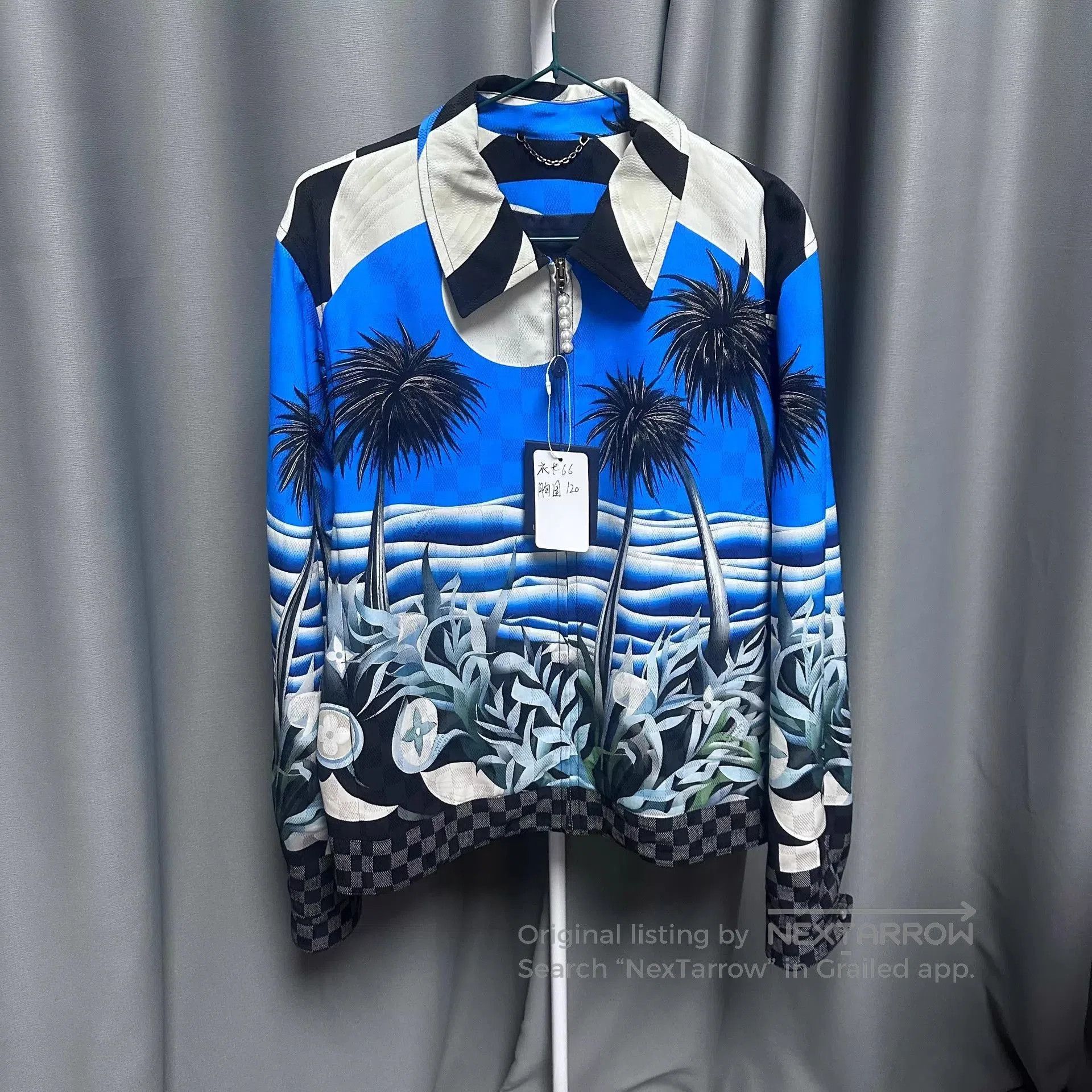 Louis Vuitton Blue Palm Tree Print Long Sleeve Shirt. Size US M / EU 48-50 / 2 - 1 Thumbnail