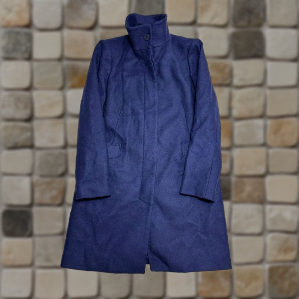 Theory Theory Belvin Overcoat Mens Small Blue Wool Blend Side Welt Pockets Funnel Neck Size US S / EU 44-46 / 1 - 1 Thumbnail