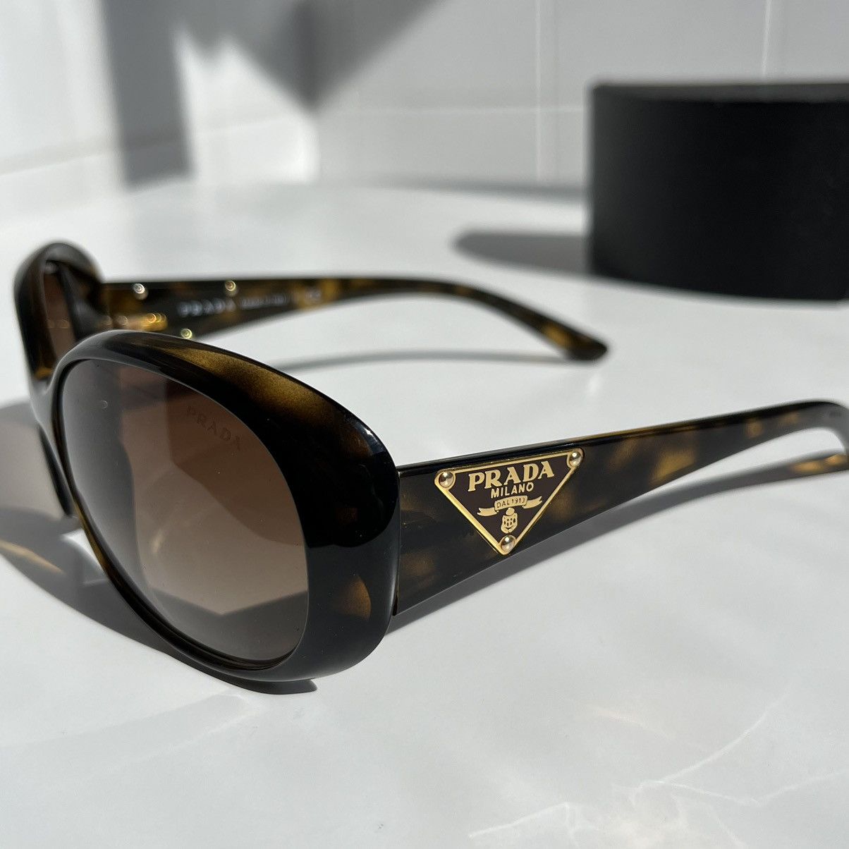 Prada Prada Oval Leopard Sunglasses with Prada triangles SPR 27L Size ONE SIZE - 2 Thumbnail