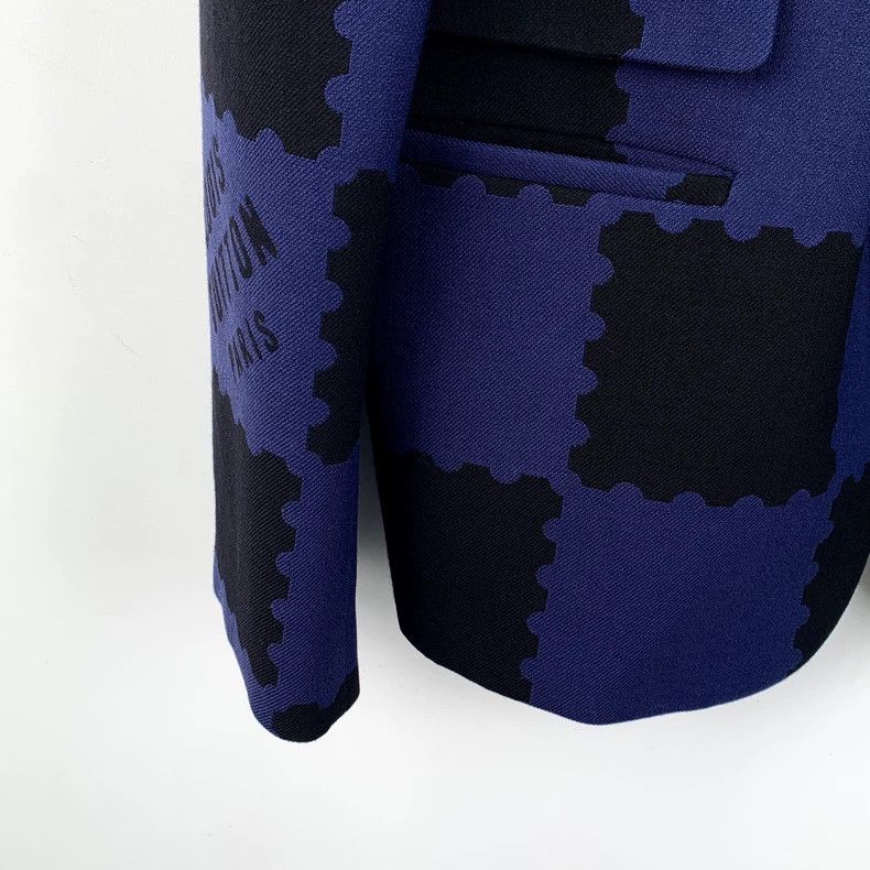 Louis Vuitton Louis Vuitton 22 dark blue checkerboard wool suits Size 54R - 6 Thumbnail