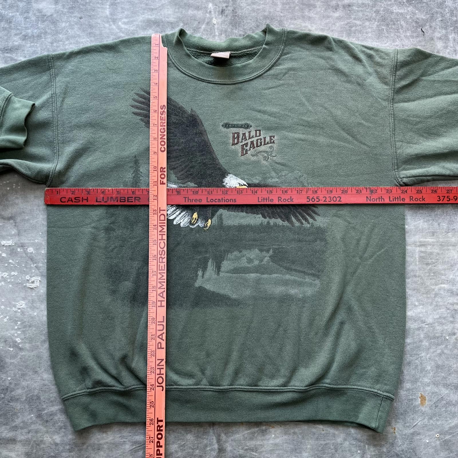 George × Vintage Vintage Y2K Olive Green Bald Eagle Nature Baggy Sweatshirt Size US M / EU 48-50 / 2 - 4 Thumbnail