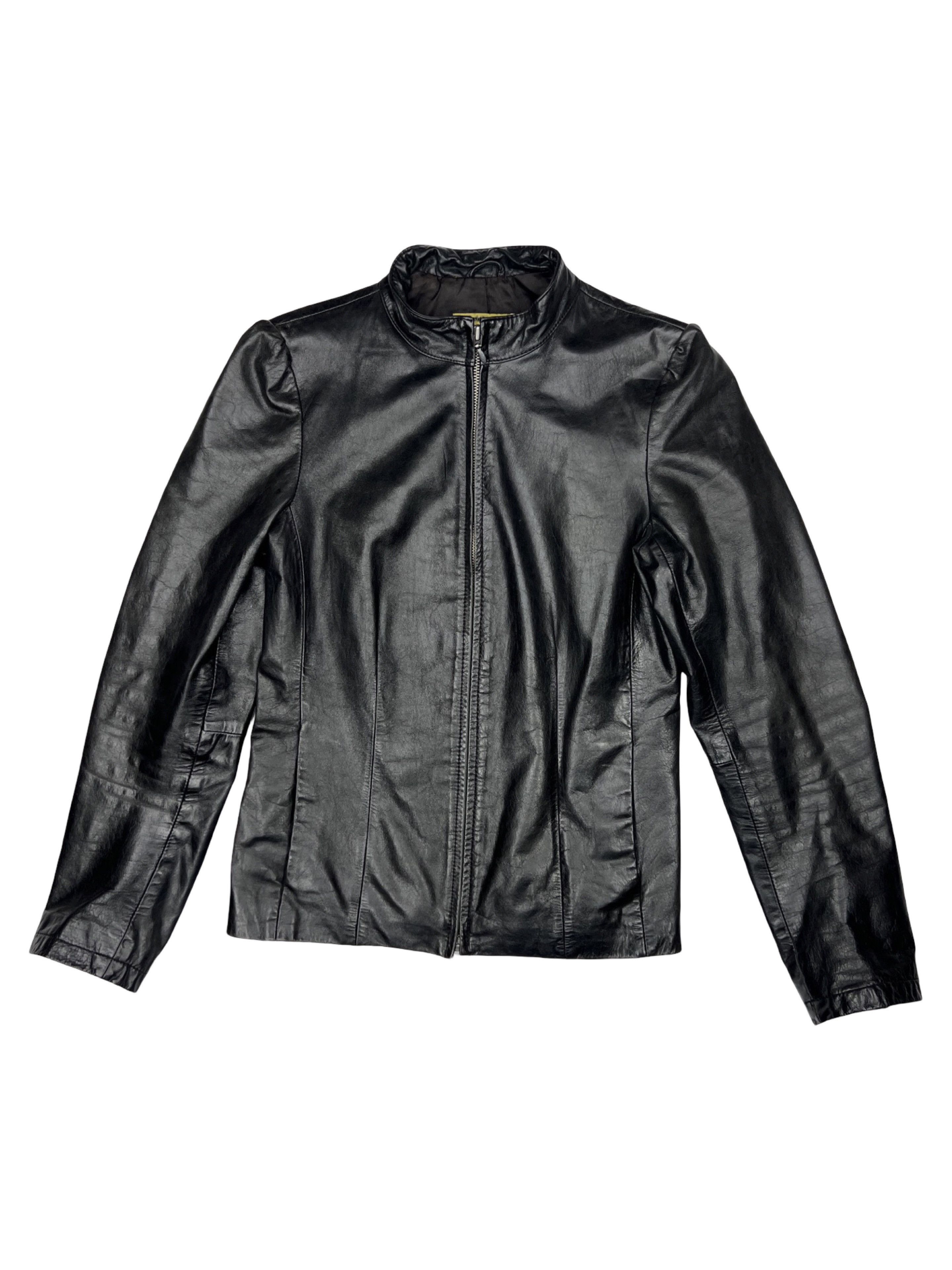 Vintage Vintage Y2K Avant Garde Black Leather Biker Jacket Size S / US 4 / IT 40 - 1 Thumbnail