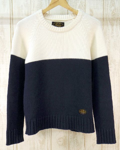 Sweatshirt acrylic wool pullover crewneck White Navy
