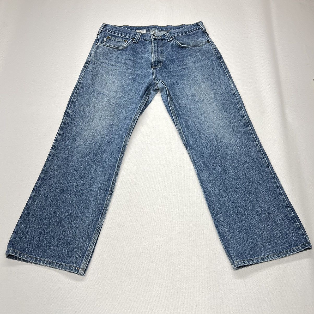 Carhartt × Vintage Carhartt Jeans Blue Loose Fit Straight Blue Faded Logo Y2K Size US 33 - 2 Thumbnail