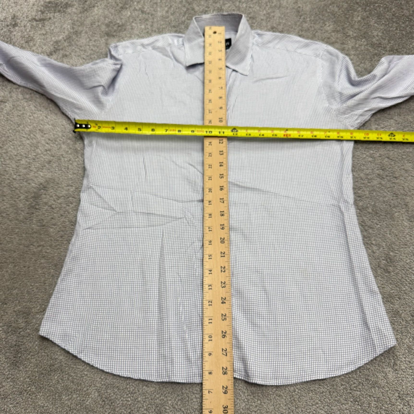 Vintage Chan Dress Shirt Mens Large Blue White Check Button Down Career Shirt Size 42R - 6 Thumbnail