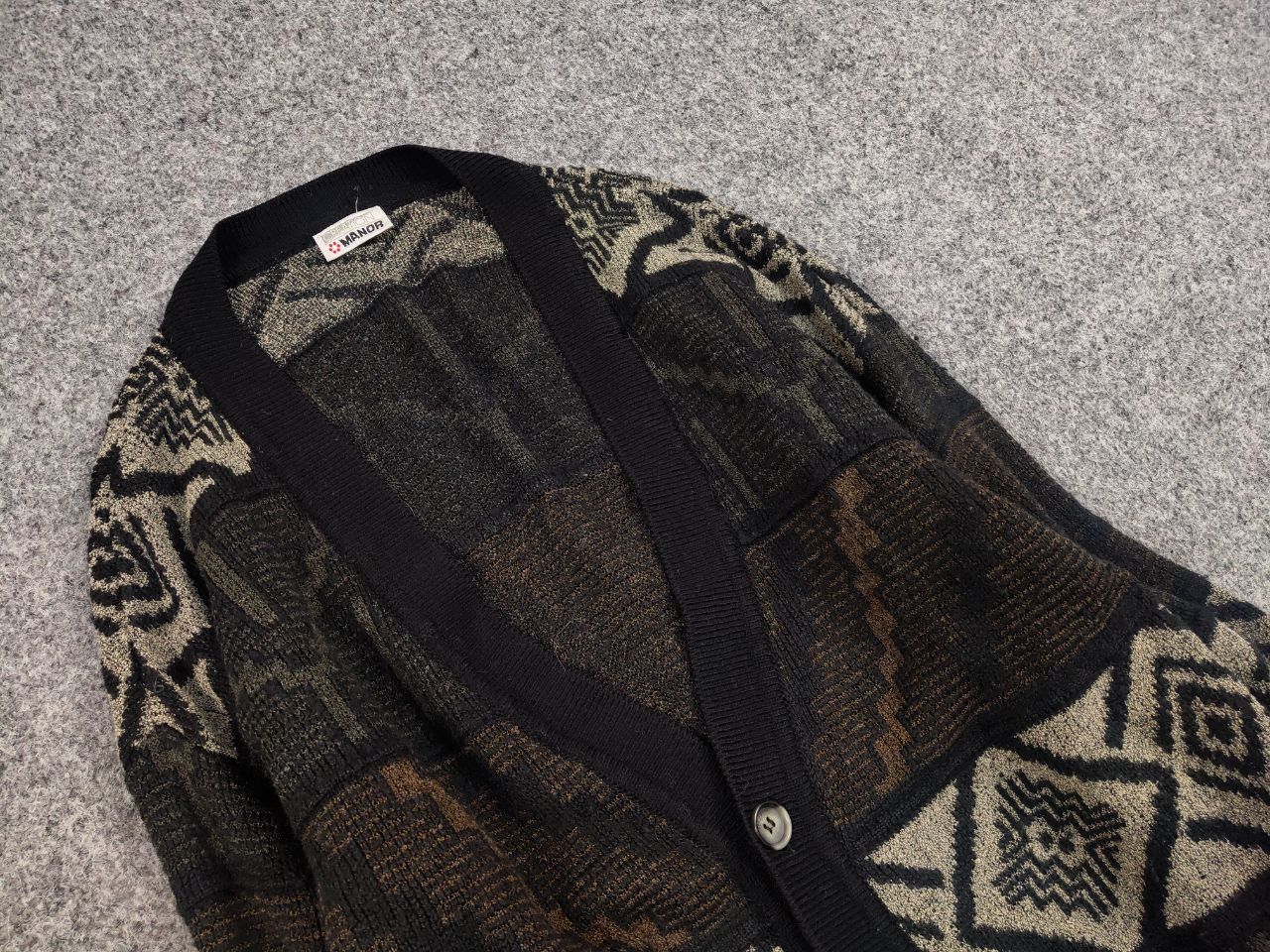 Japanese Brand × Vintage Vintage 90's Japanese Style Knit Art Dark Pattern Cardigan Size US M / EU 48-50 / 2 - 11 Thumbnail