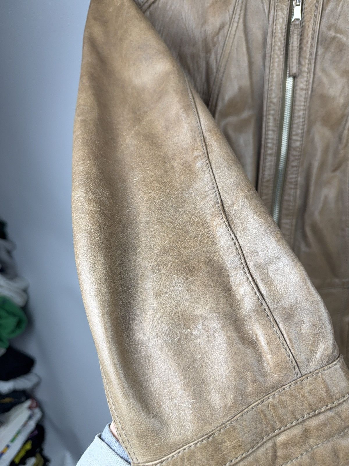Genuine Leather Vintage 00s Avant Garde Brown Leather Biker Moto Jacket Size M / US 6-8 / IT 42-44 - 8 Thumbnail