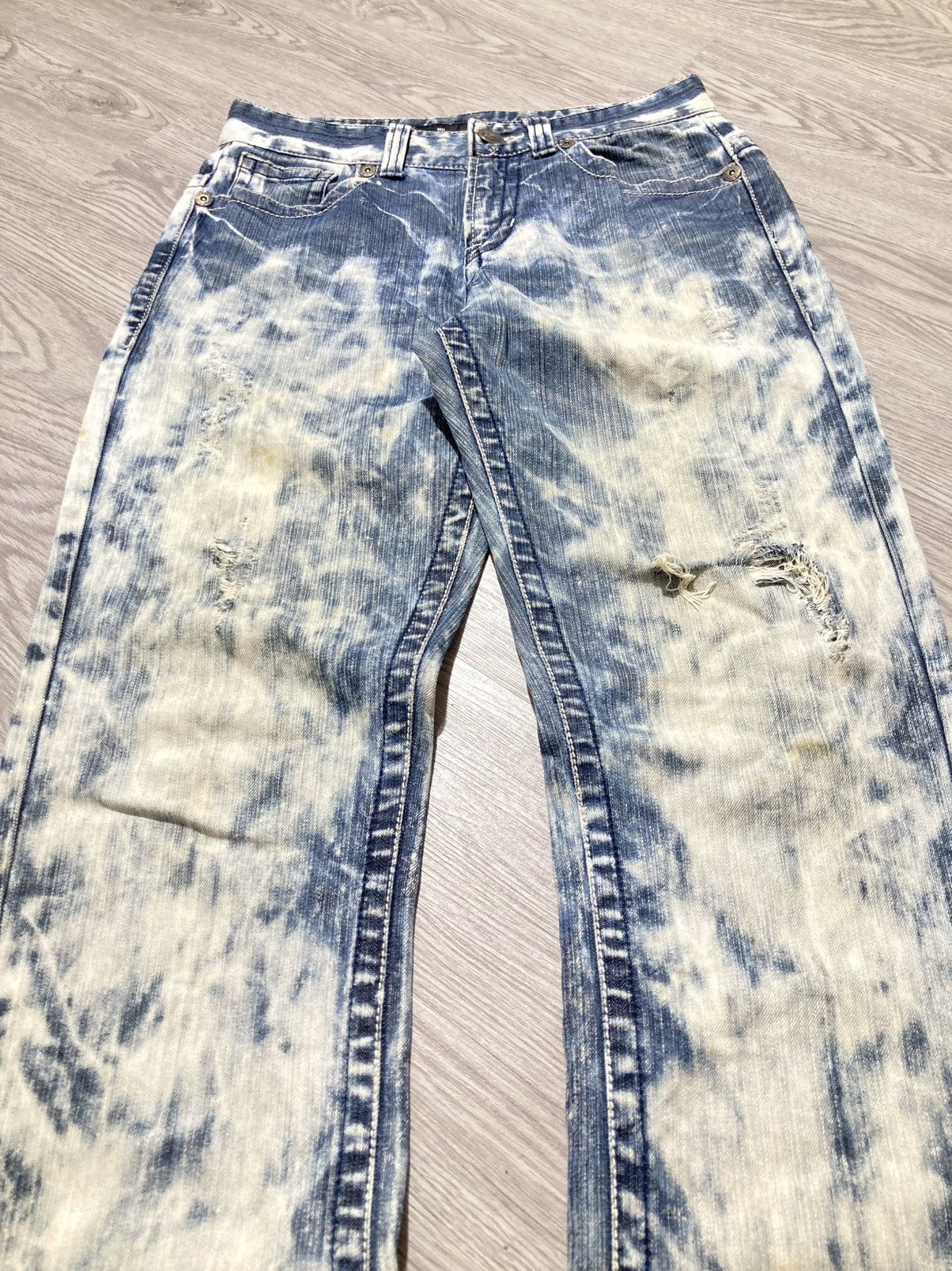 Tornado Mart 2000s Ugiz Distressed Ripped Acid Wash Denim Tornado Style Size US 29 - 3 Thumbnail