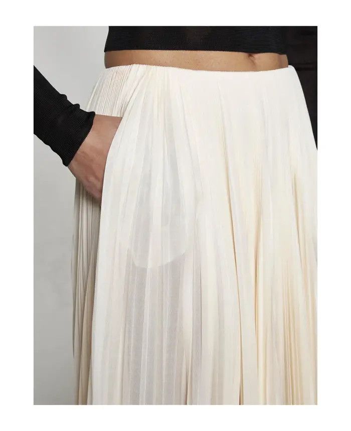 Saint Laurent Paris oc11z0226 780001 Long Pleated Skirt in Jersey in Creme Size 30" / US 8 / IT 44 - 5 Thumbnail