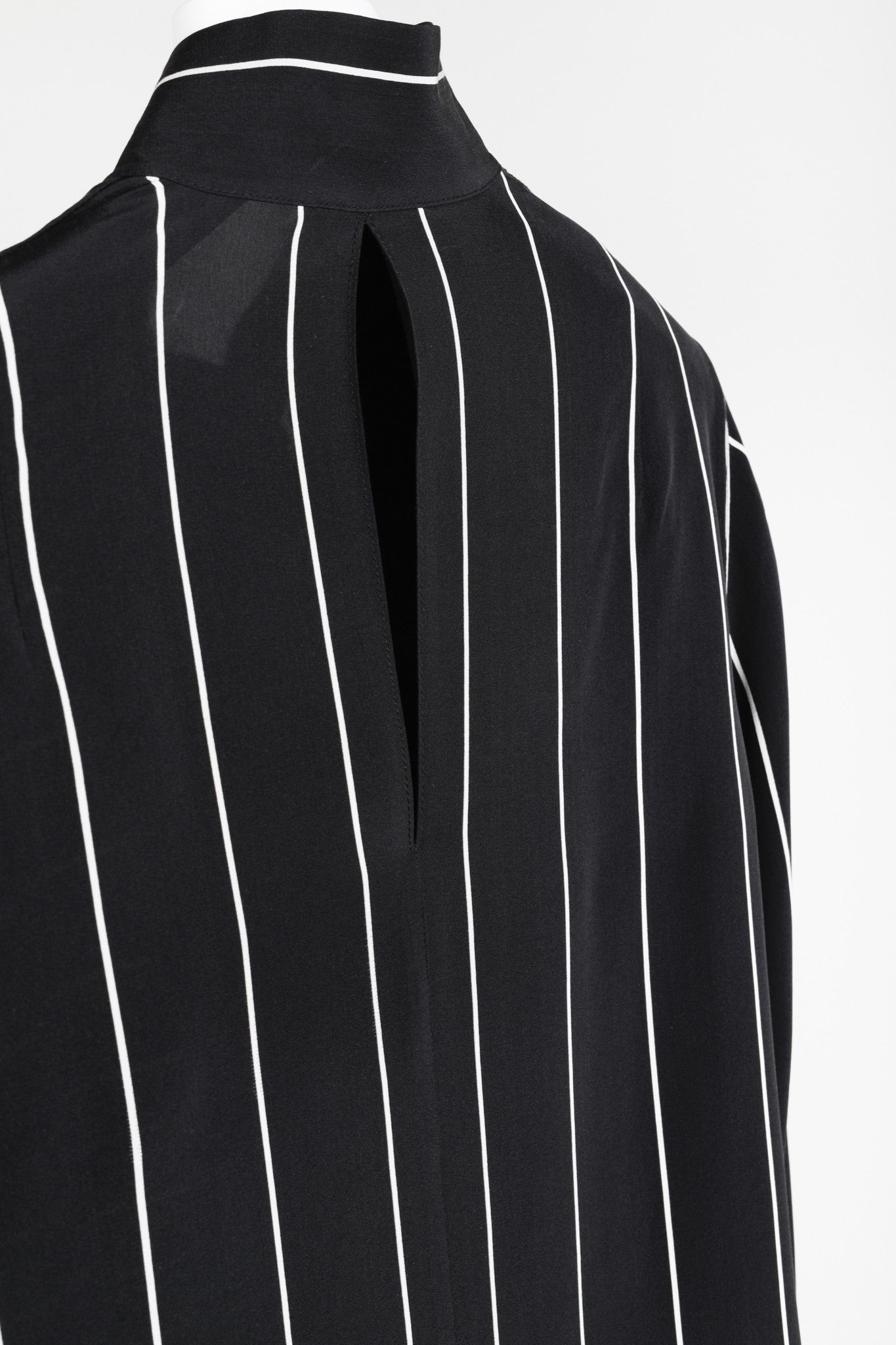 Akris Akris Black Taupe Geometric Stripes Zip-Front Silk Blouse Size L / US 10 / IT 46 - 8 Thumbnail