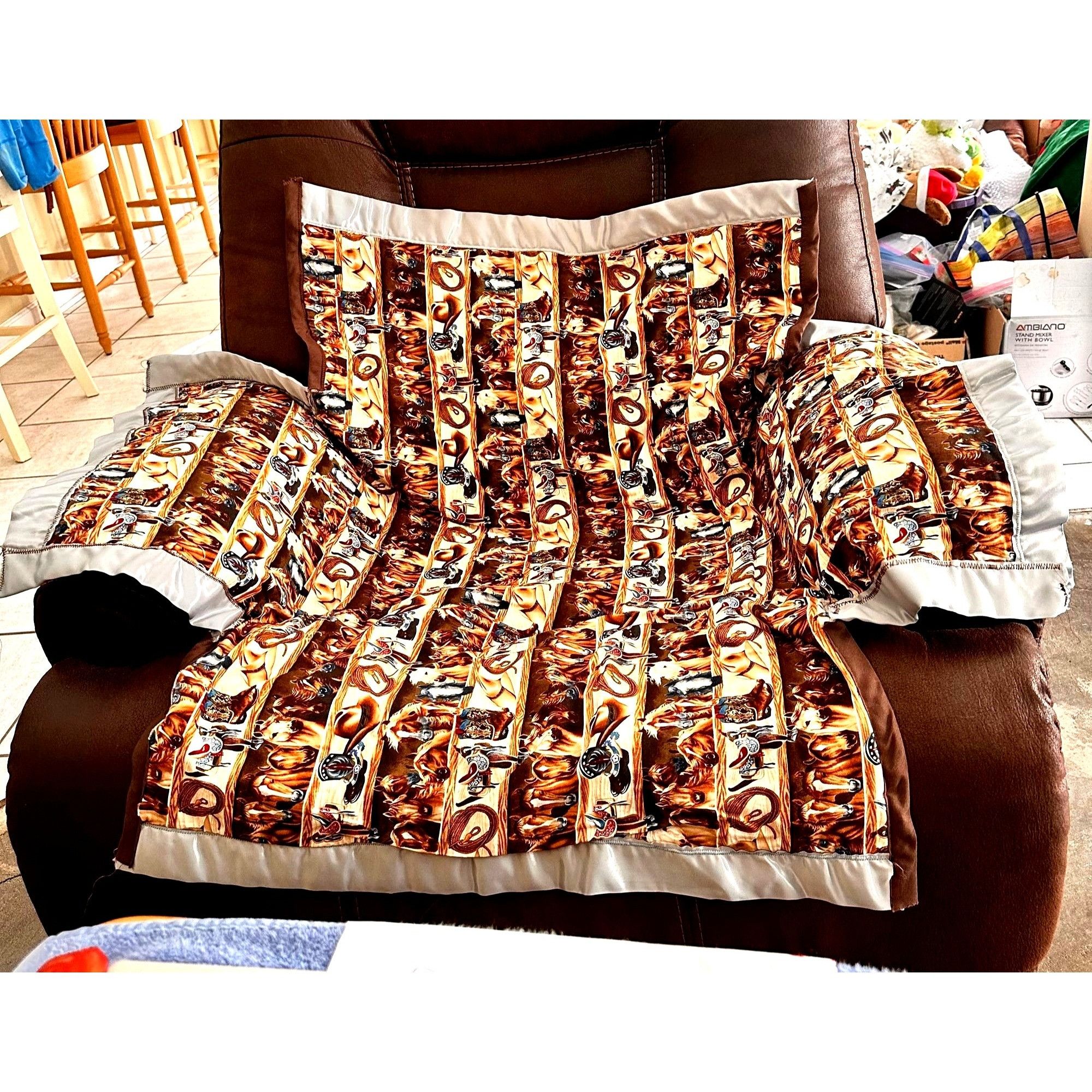Handmade × Vintage VTG Handmade Horse Chair Recliner Cover Cowgirl Cowboy Rodeo Size ONE SIZE - 1 Thumbnail