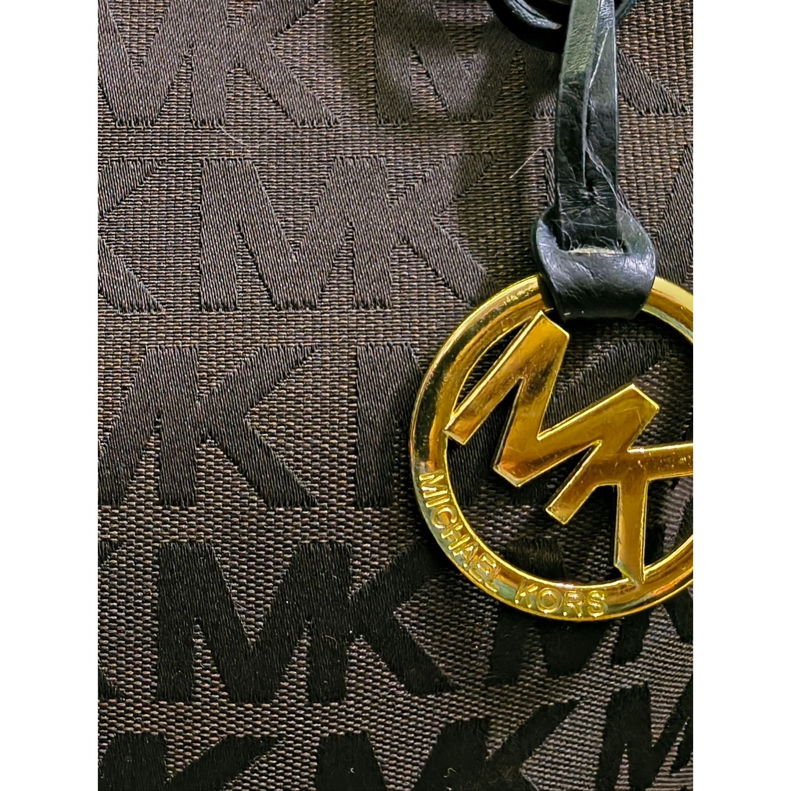 Michael Kors Michael Kors Black MK Monogram Shoulder Bag Gold Hardware Size ONE SIZE - 2 Thumbnail
