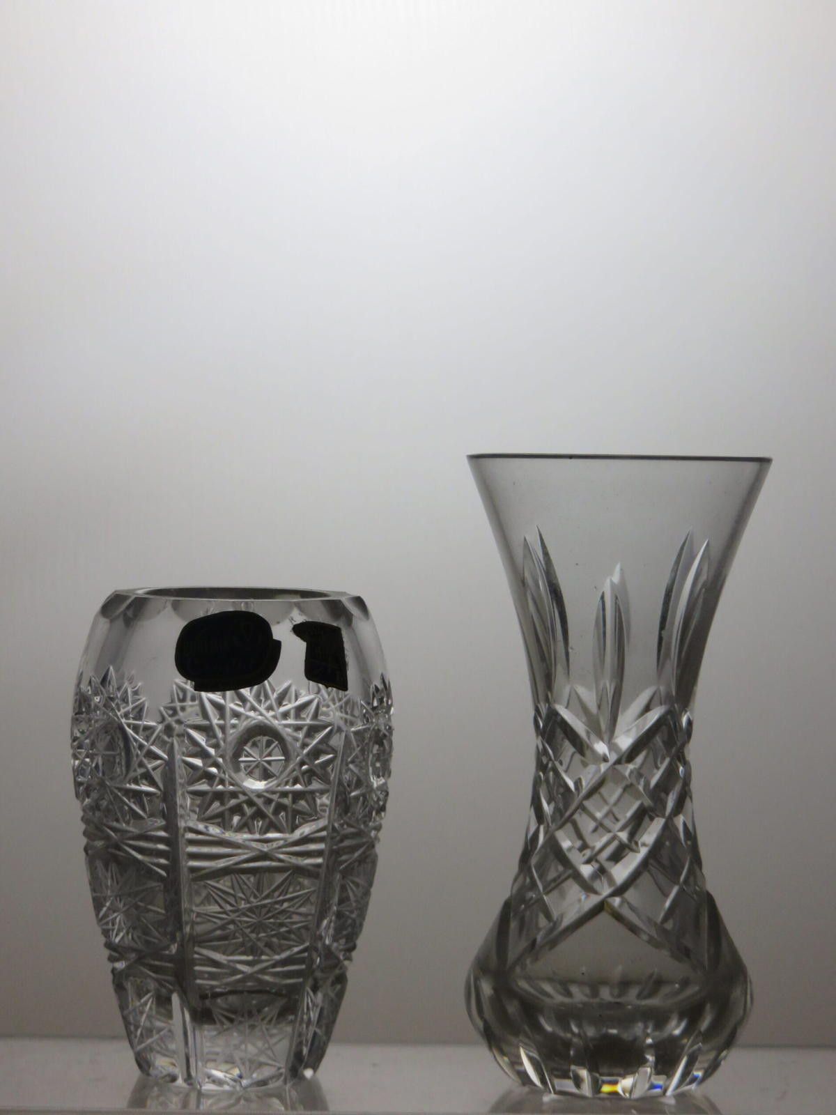 The Unbranded Brand Vintage Crystal Cut Glass Set of 2 Vases 4 1/4" Size ONE SIZE - 2 Thumbnail