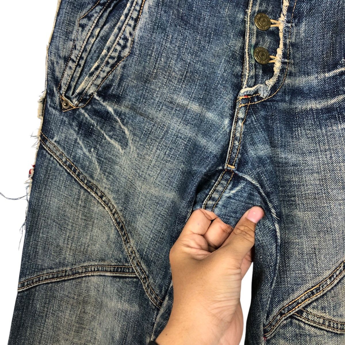 Tornado Mart 📌Bow Cut Design Punk Style Patch Work Style Butterfly Denim Size 32" / US 10 / IT 46 - 16 Thumbnail
