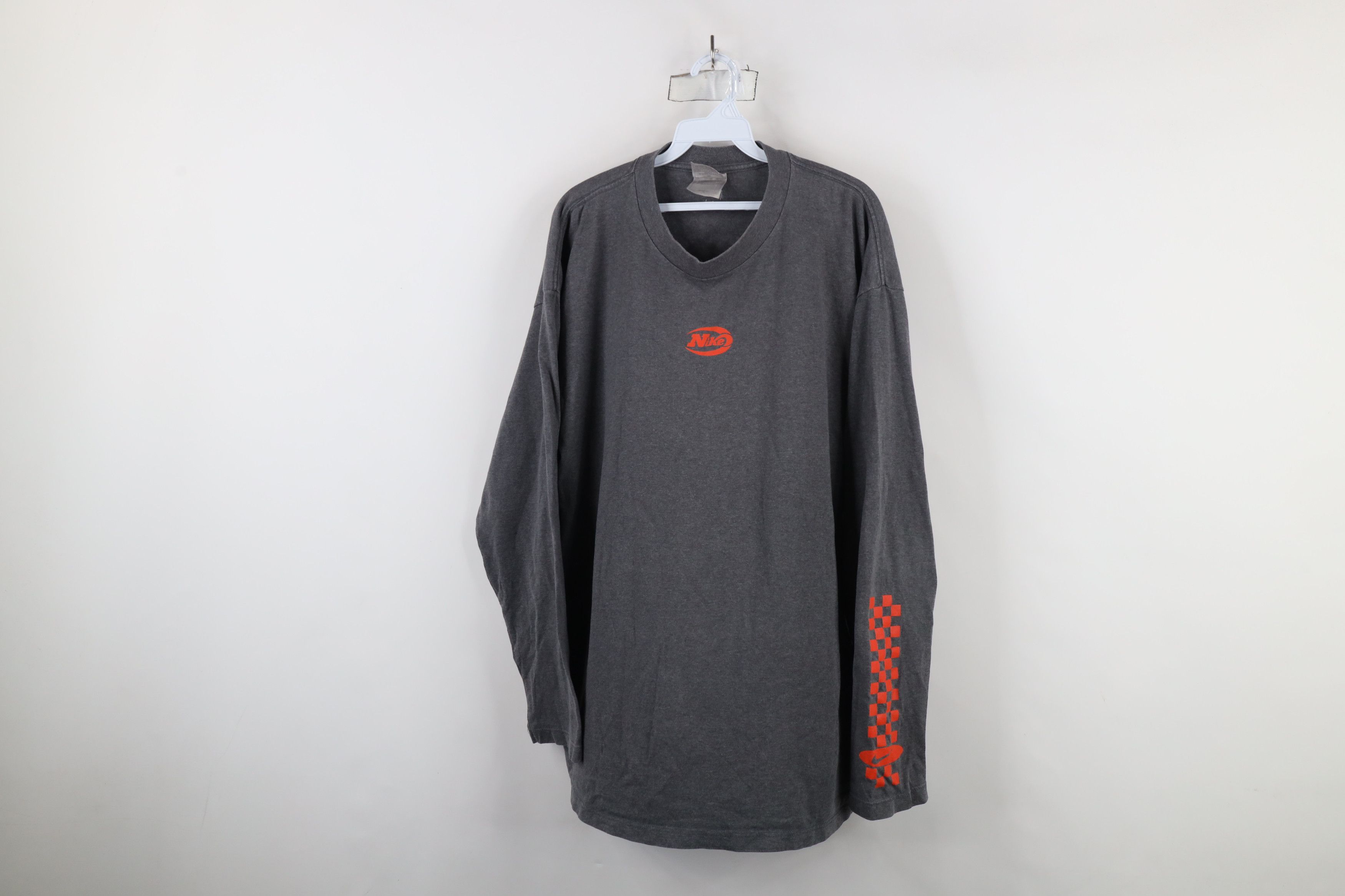Nike × Vintage Vintage 90s Y2K Nike Racing Flag Long Sleeve T-Shirt USA Size US XL / EU 56 / 4 - 1 Thumbnail