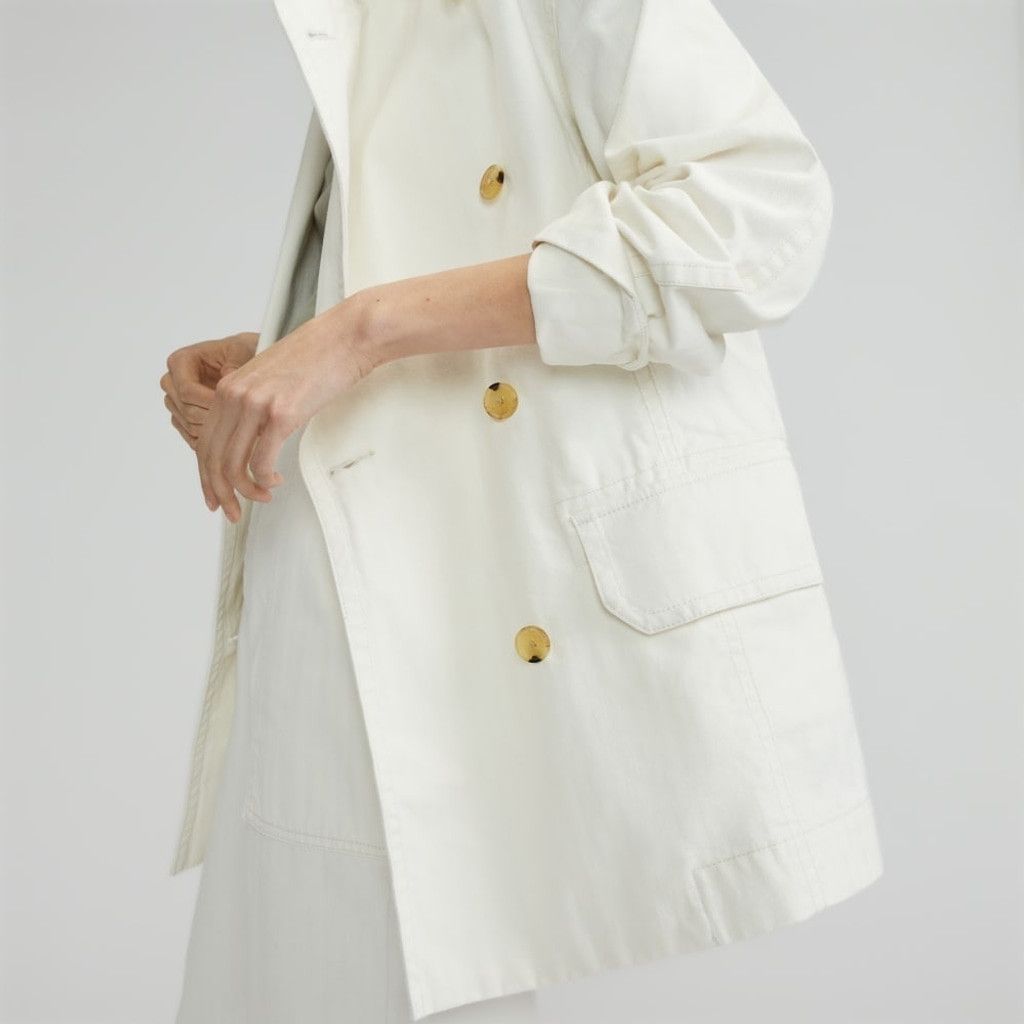 Everlane Everlane Ivory Organic Cotton Herringbone Twill Jacket US S Size S / US 4 / IT 40 - 4 Thumbnail
