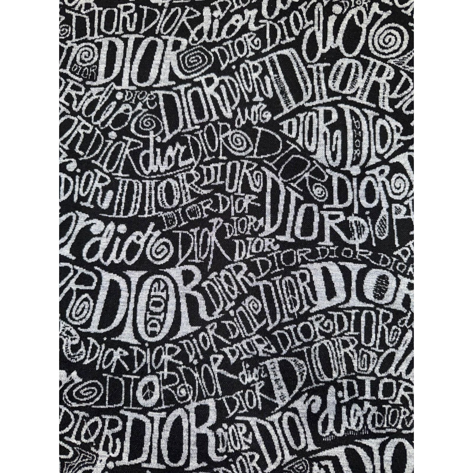 Dior Shawn Stussy Black Grey Swirl Graffiti Collared Polo