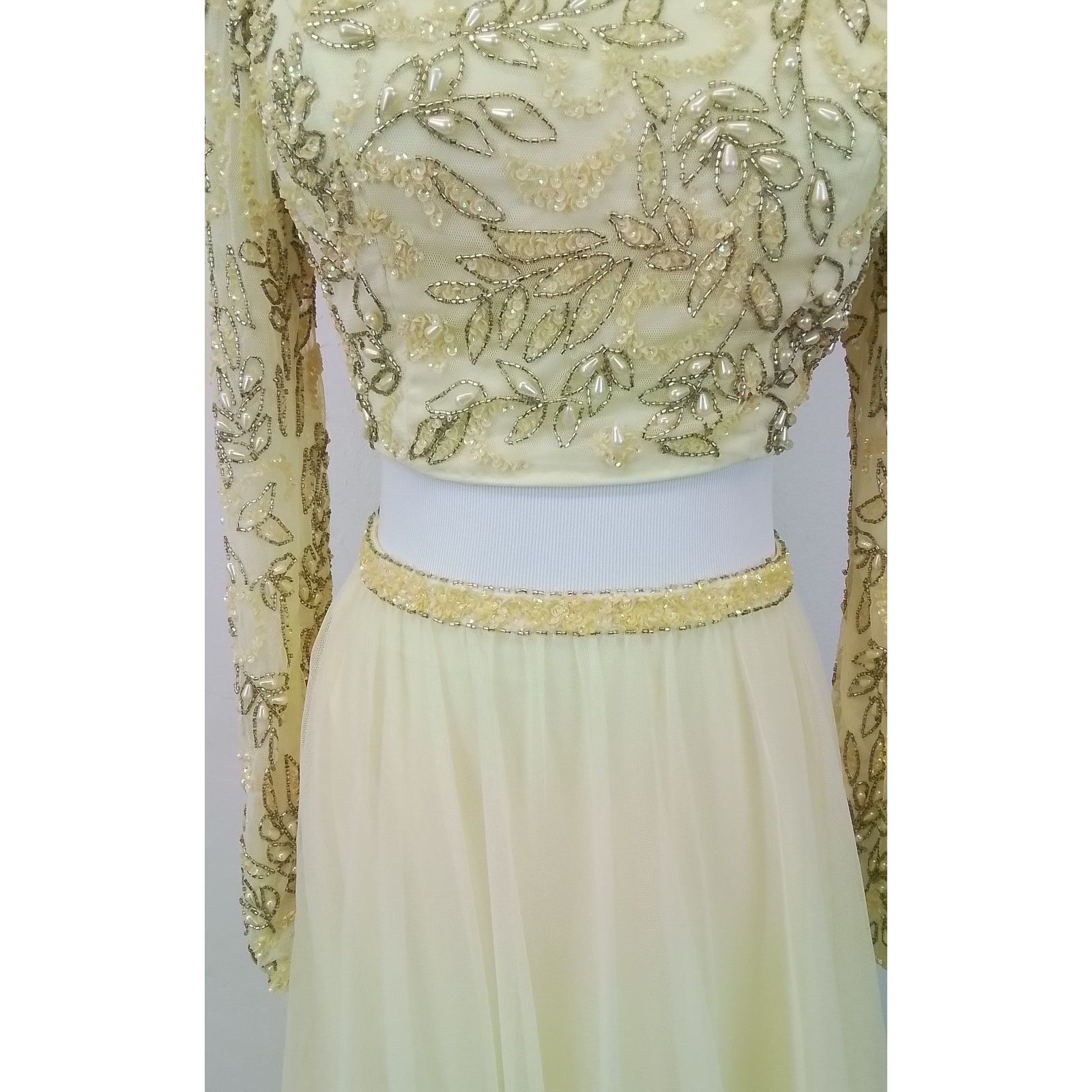Other Sherri Hill Beaded 2 Piece Women's 4 Yellow Top + Maxi Skirt Size S / US 4 / IT 40 - 5 Thumbnail