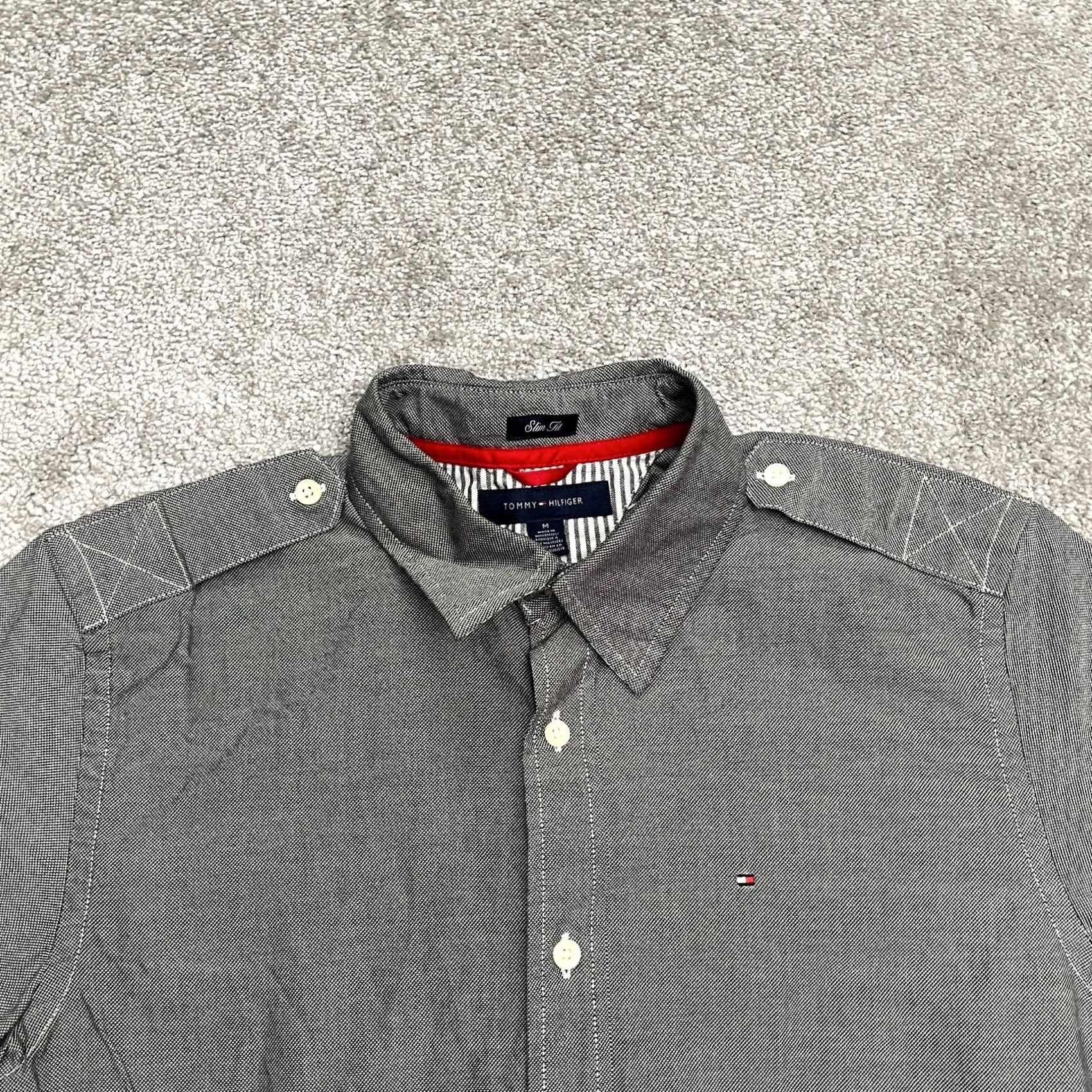 Tommy Hilfiger Tommy Hilfiger Slim Fit Shirt Mens M Dark Gray Short Sleeve Cotton Casual Shirt Size US M / EU 48-50 / 2 - 3 Thumbnail