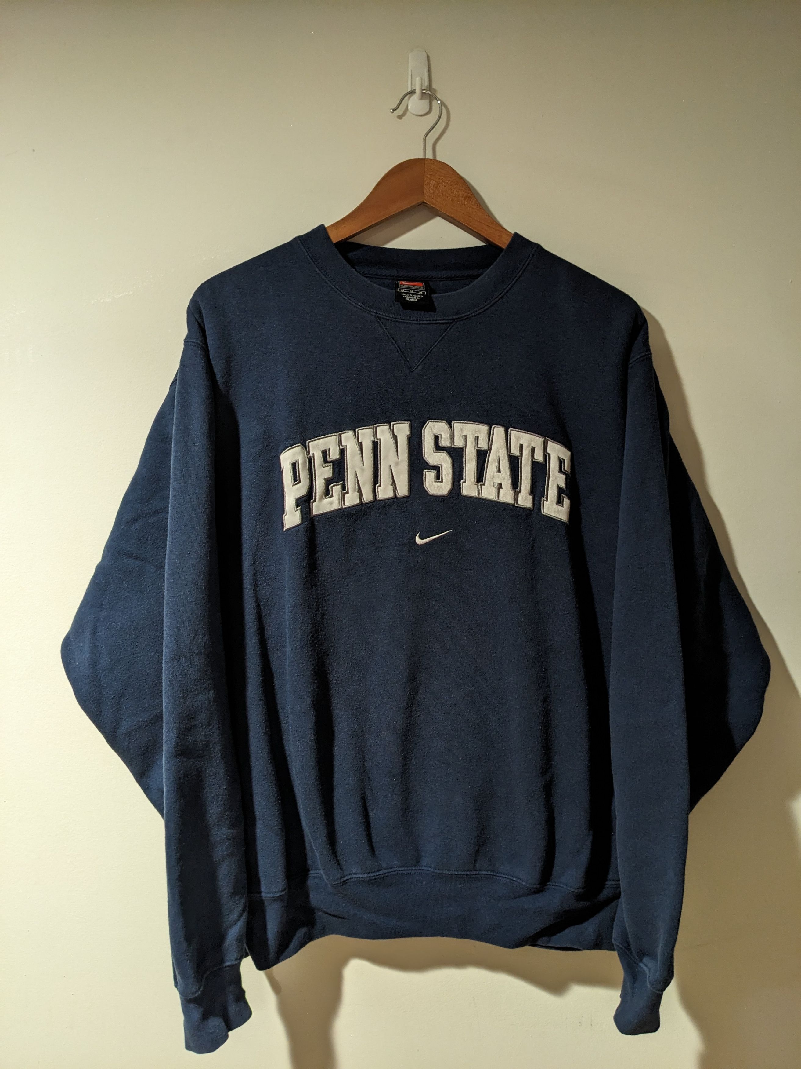 image of American College x Nike Vintage Y2K Penn State Nike Center Swoosh Sweatshirt in Blue (Size Medium)