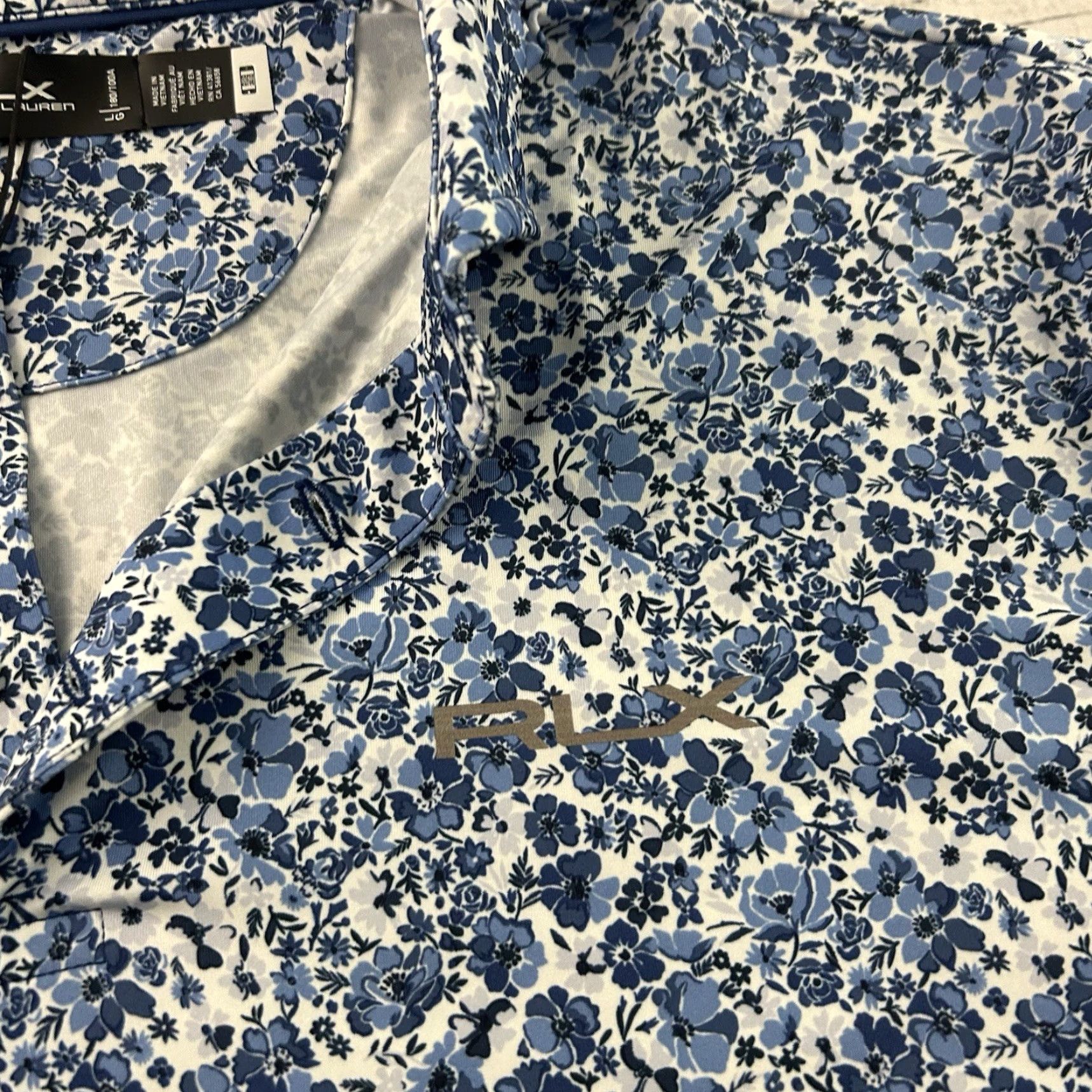 RLX Ralph Lauren VINTAGE RLX Ralph Lauren SHIRT Men Large Blue Floral Golf Polo Shirt Mens L Blue Floral RLX Polo Size US L / EU 52-54 / 3 - 2 Thumbnail