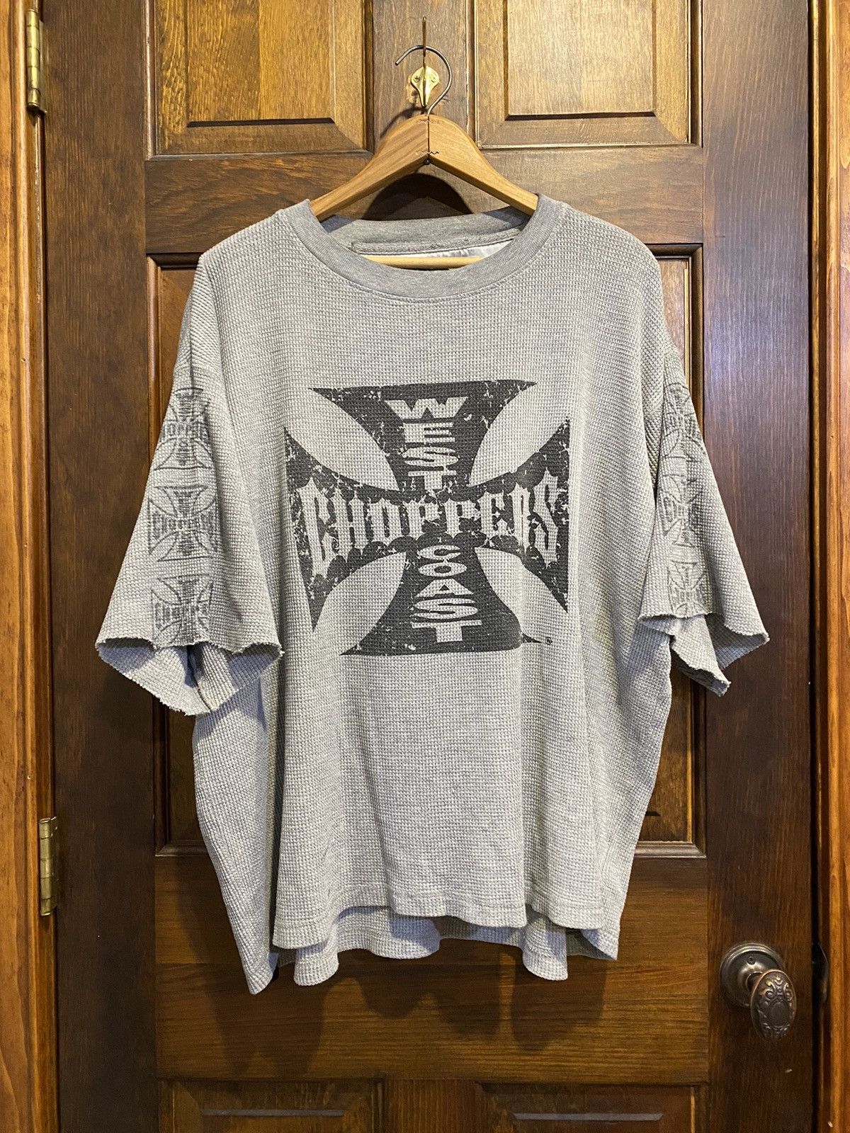 image of Vintage West Coast Choppers Oversized Thermal Cut Gray Tee Shirt in Grey, Men's (Size XL)