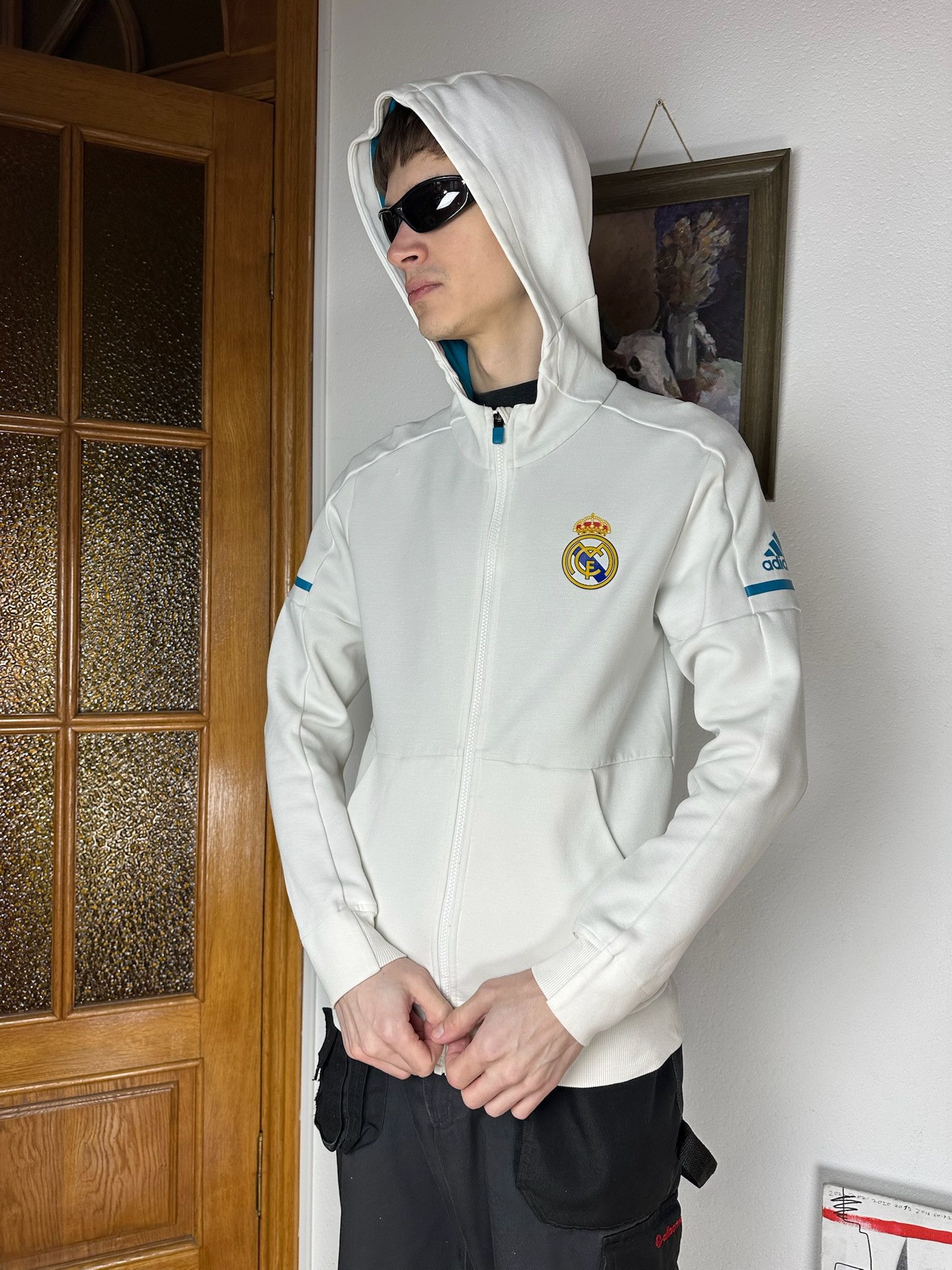 Adidas Vintage Real Madrid Zip Hoodie Soccer Jersey Football Rare Size US M / EU 48-50 / 2 - 1 Thumbnail