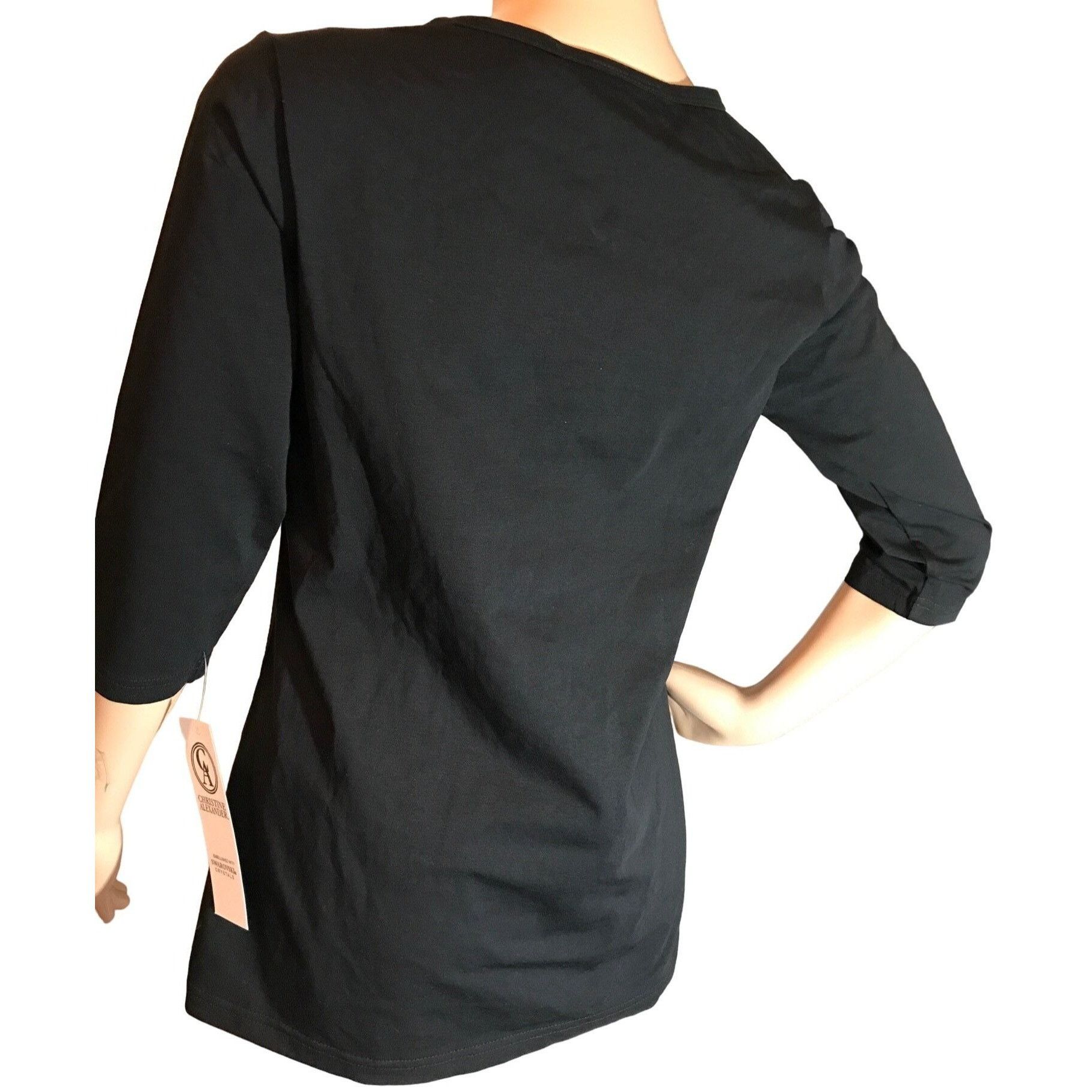 Vintage Christine Alexander Medium Black Cotton Blend Shirt Top Tee Size M / US 6-8 / IT 42-44 - 4 Thumbnail