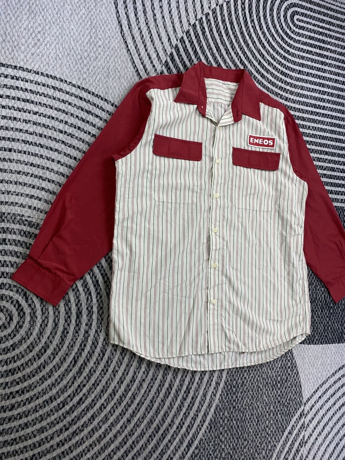 Japanese Brand Vintage Eneos Racing Striped Button Up Shirt Size US L / EU 52-54 / 3 - 3 Thumbnail