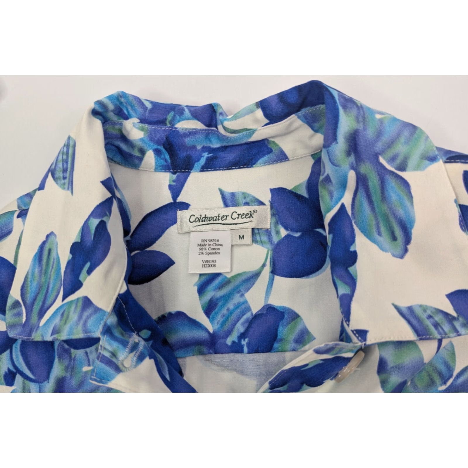Coldwater Creek Coldwater Creek Jacket Women Size Medium Blue Watercolor Floral Cotton Unlined Size M / US 6-8 / IT 42-44 - 6 Thumbnail