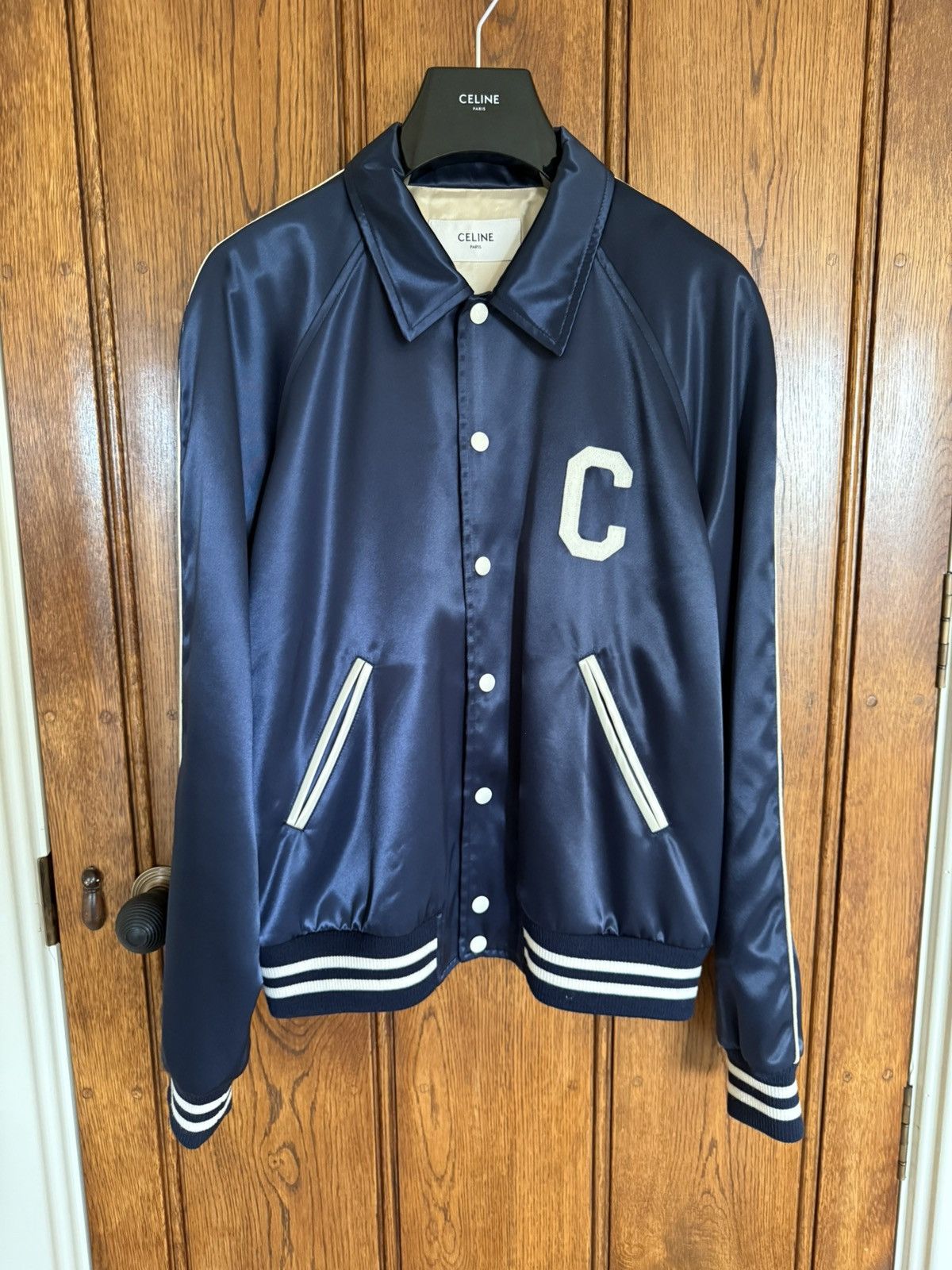 Celine $2.85k 🤑 Celine logo blue satin teddy jacket Hedi Slimane 54 Size US L / EU 52-54 / 3 - 2 Thumbnail