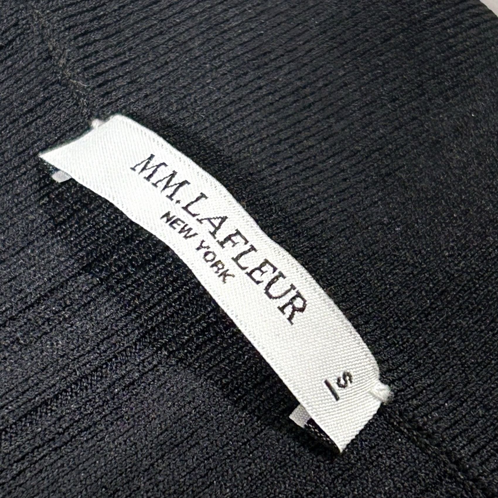 M.M.LaFleur M.M. Lafleur Black Ribbed Button Up Stretch Blouse Long Sleeve Women’s Small Shirt Slim Knit Solid Bottom Button Down Size S / US 4 / IT 40 - 6 Thumbnail