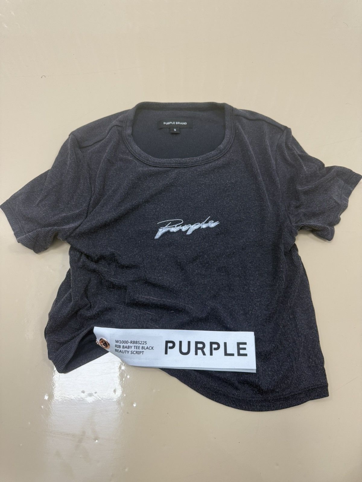 Other Purple Brand Rib Baby Tee Black Size S / US 4 / IT 40 - 1 Thumbnail