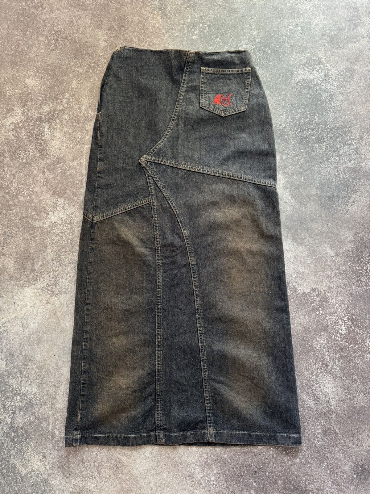 Hysteric Glamour × Japanese Brand × Vintage Amazing Y2K Vintage 2000’s Faded Asymmetric Denim Maxi Skirt Size 27" / US 4 / IT 40 - 6 Thumbnail