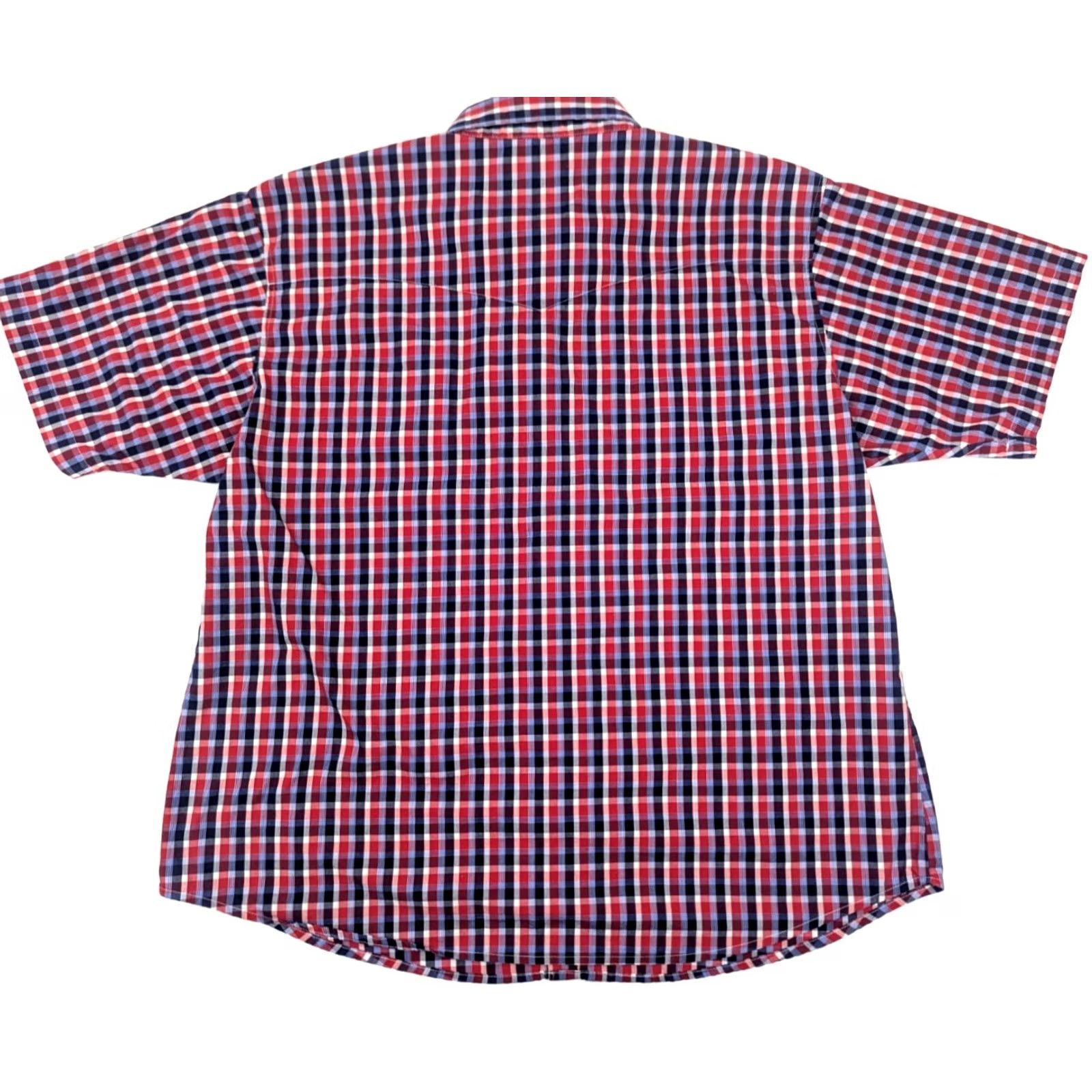 Wrangler VINTAGE Wrangler Western Pearl Snap Button Shirt Men 2XL Red Plaid Short Sleeve Cowboy Western Size US XXL / EU 58 / 5 - 7 Thumbnail
