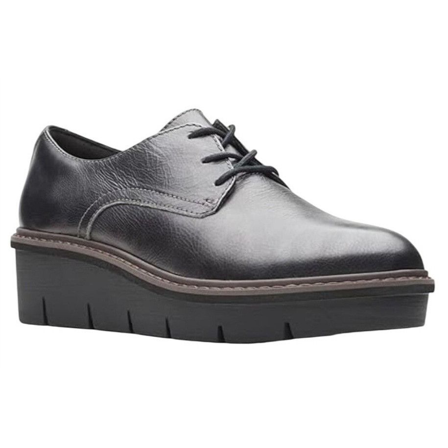 Clarks CLARKS / Airabell / Womens / Tye Oxford / Gunmetal / Leather Size US 12 / IT 42 - 1 Thumbnail