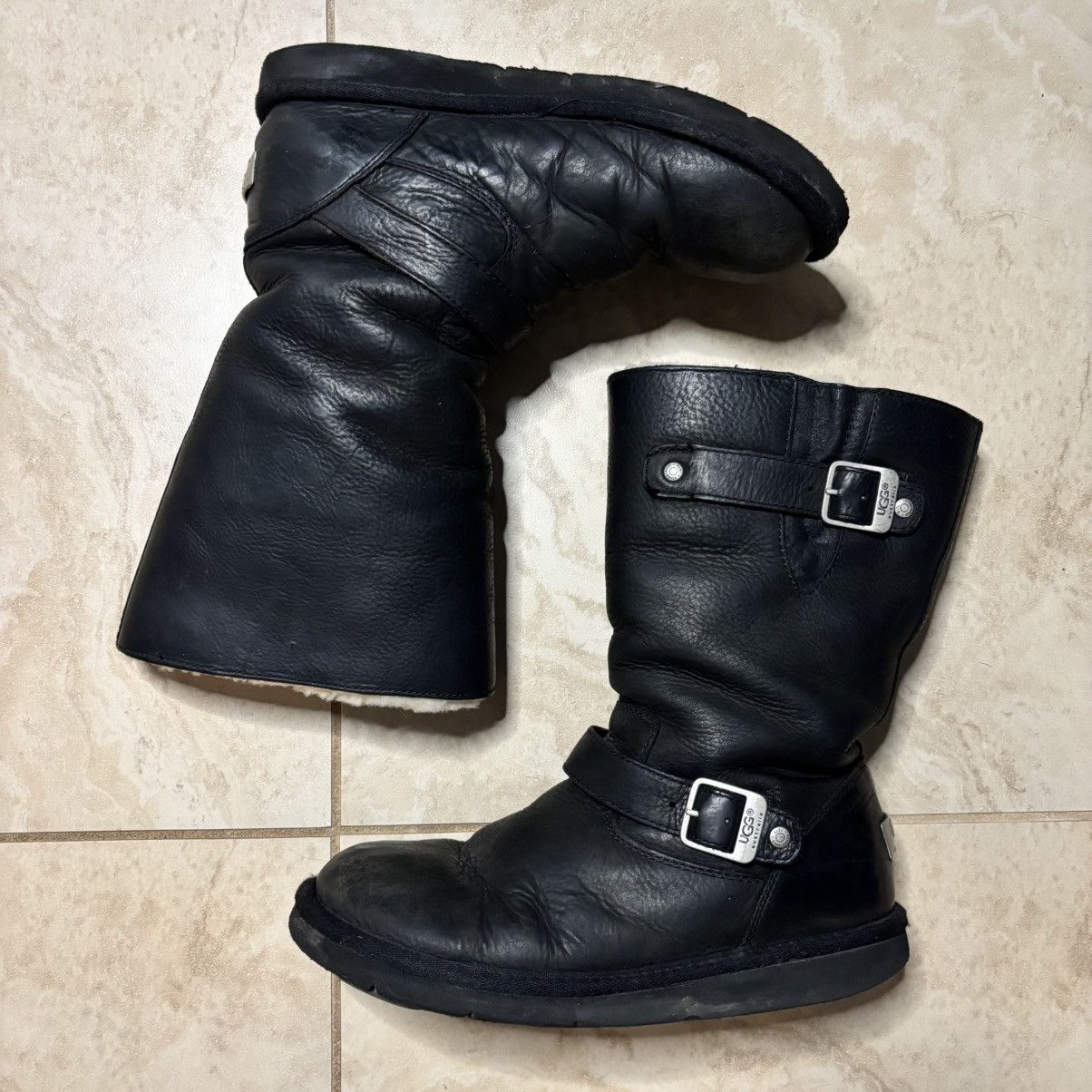 Ugg ugg sutter moto leather engineer shearling black boots 8.5 Size US 8.5 / EU 41-42 - 1 Thumbnail