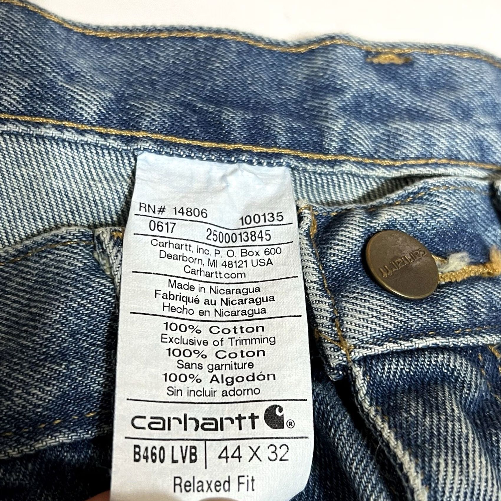 Carhartt Carhartt B460 Jeans - 42x32 100% Cotton Blue Relaxed Fit Denim Mens Straight 5-Pocket USA Classic Shirt Hm Size US 42 / EU 58 - 7 Thumbnail