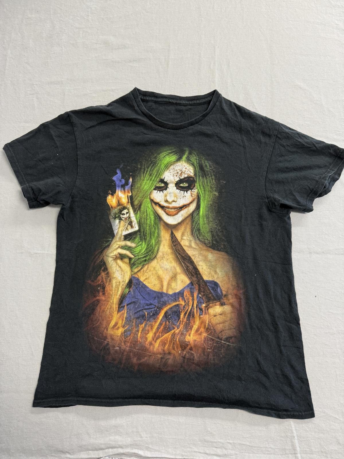 Designer Faded Sexy Joker Girl T-shirt Halloween Cute Joker Card L Size US L / EU 52-54 / 3 - 1 Thumbnail