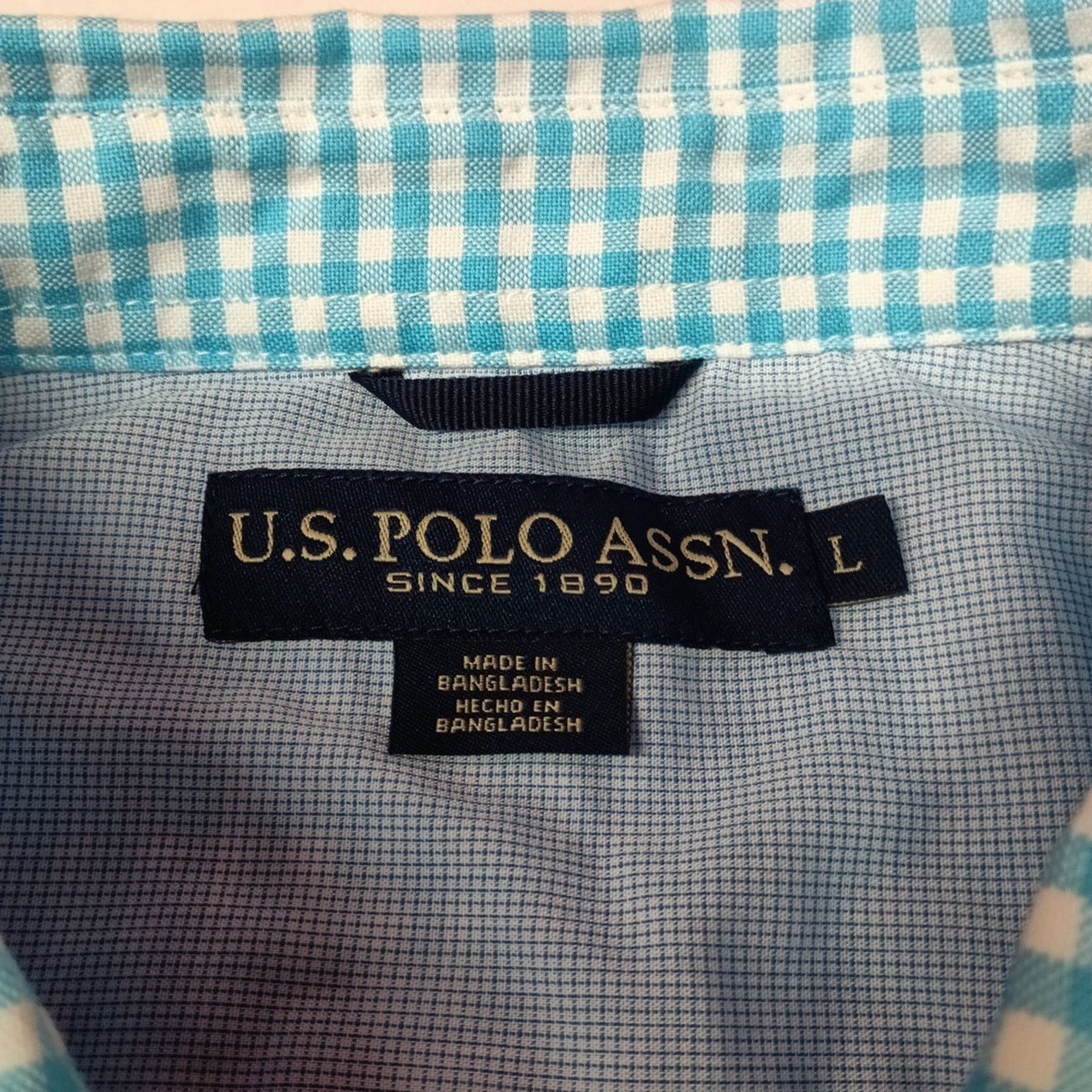 U.S. Polo Assn. U.S. Polo Assn. Button Woven Shirt Men's L Blue White Check Size US L / EU 52-54 / 3 - 4 Thumbnail