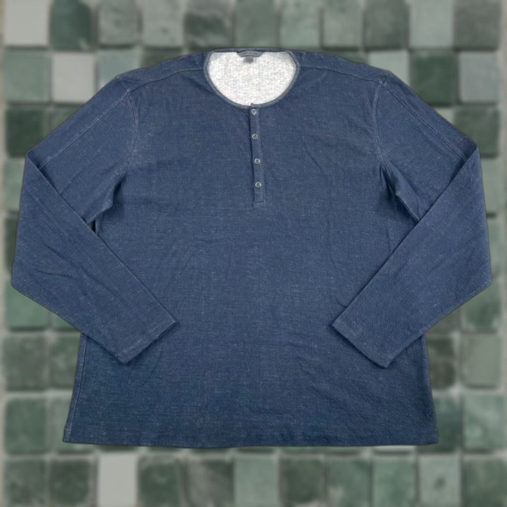 John Varvatos John Varvatos Collection Four Button Henley Shirt in Blue Wash Men 2XL NWOT Gift Size US XXL / EU 58 / 5 - 1 Thumbnail