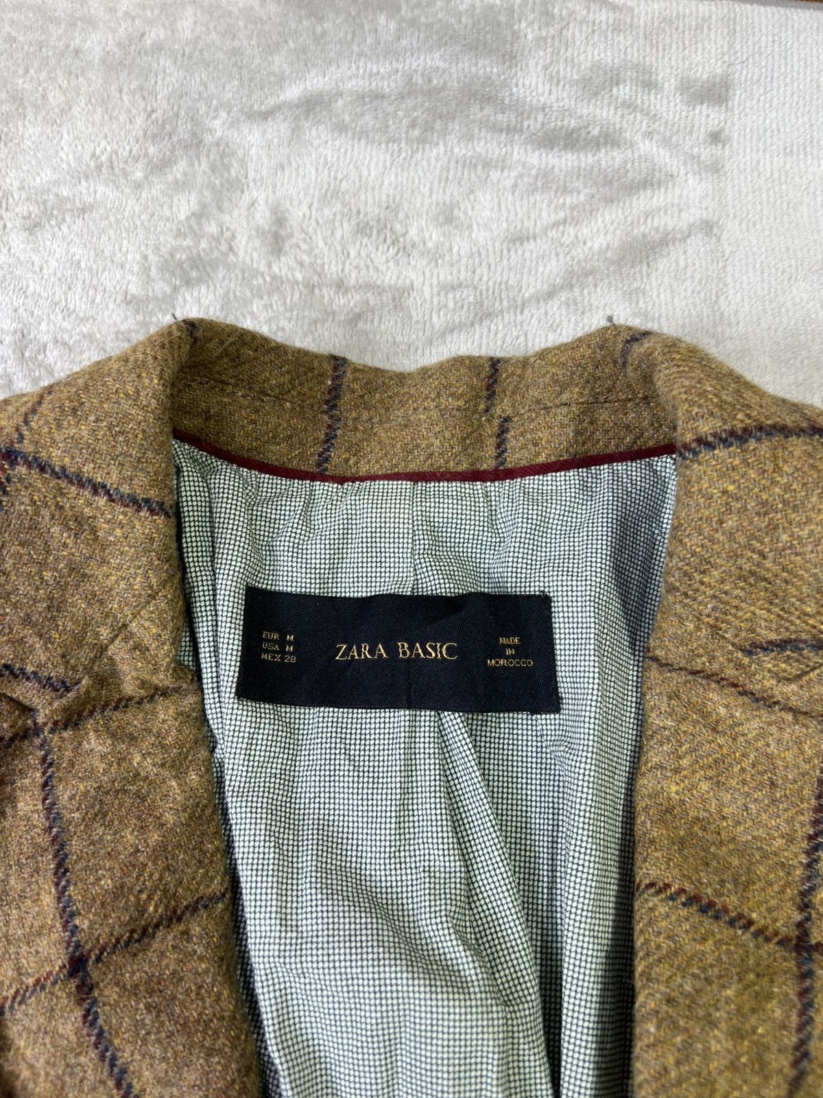 Zara Zara Basic Lambswool Windowpane Blazer Brown Elbow Patch Size M / US 6-8 / IT 42-44 - 5 Thumbnail